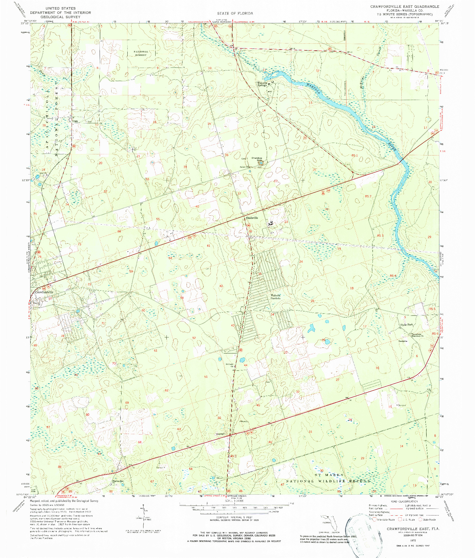 USGS 1:24000-SCALE QUADRANGLE FOR CRAWFORDVILLE EAST, FL 1972