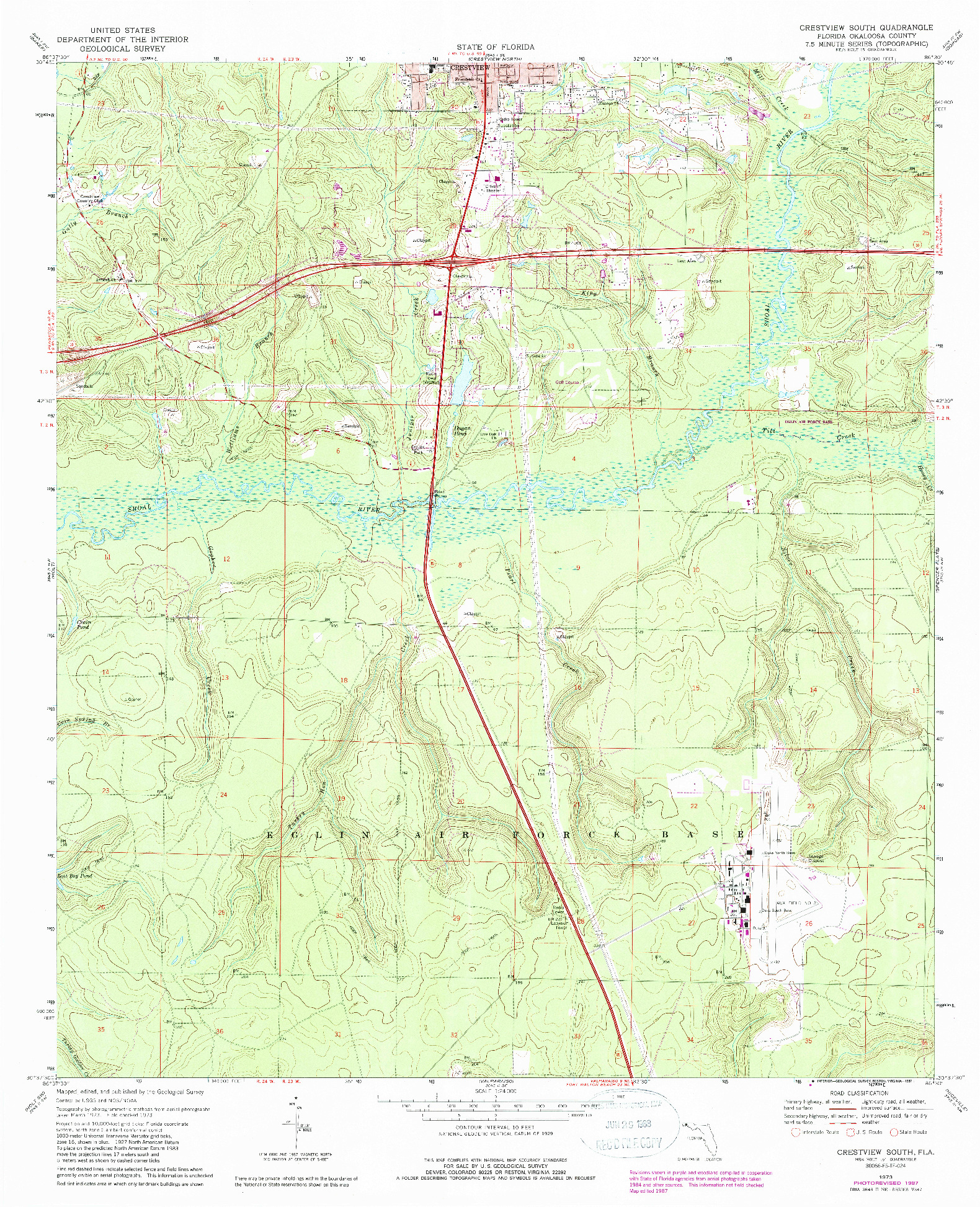 USGS 1:24000-SCALE QUADRANGLE FOR CRESTVIEW SOUTH, FL 1973