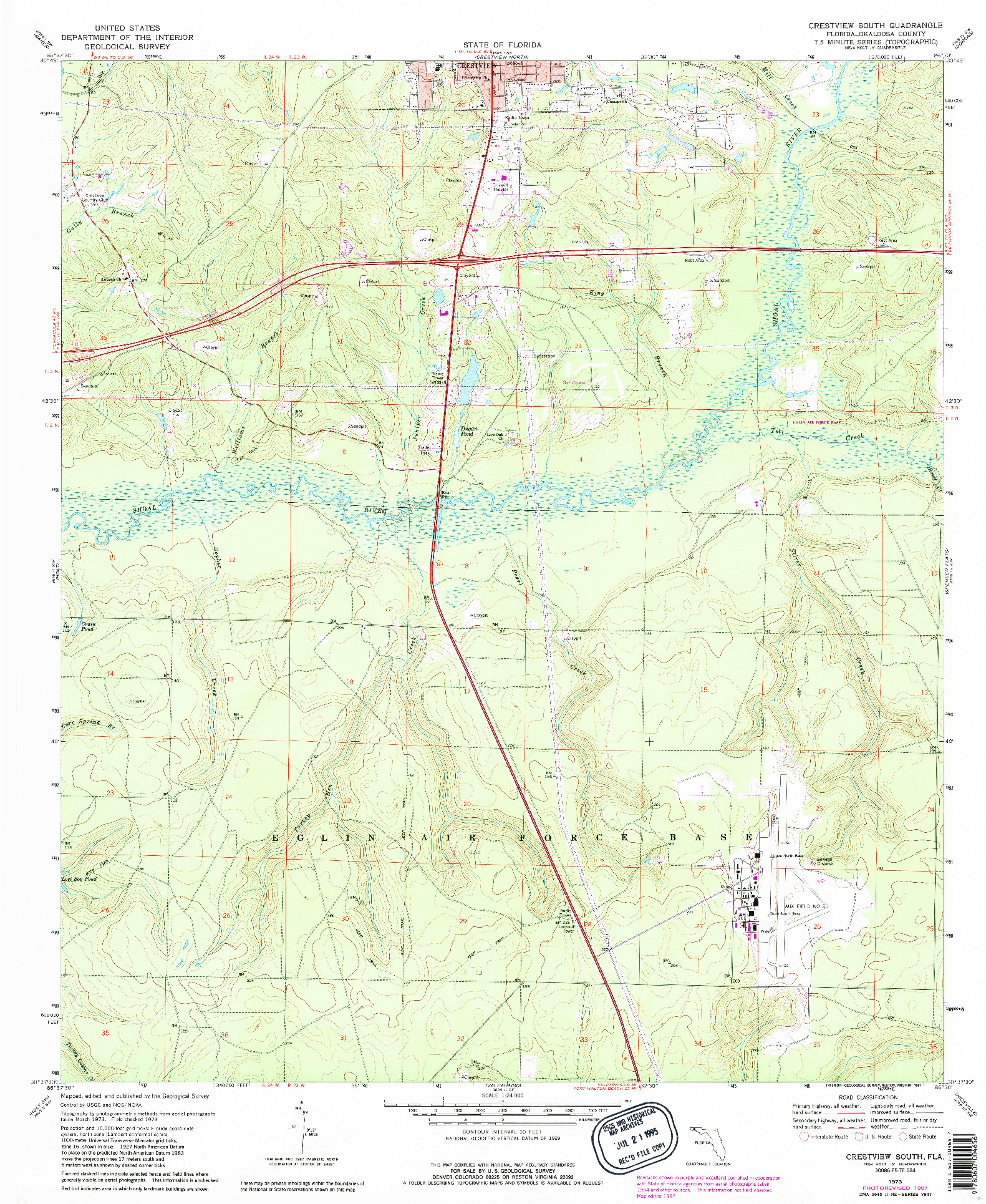 USGS 1:24000-SCALE QUADRANGLE FOR CRESTVIEW SOUTH, FL 1973