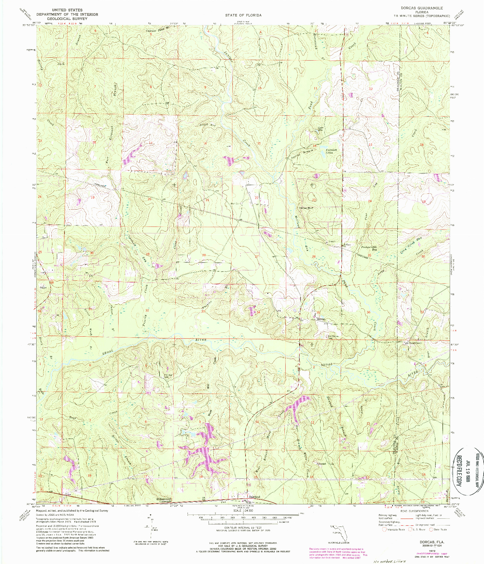 USGS 1:24000-SCALE QUADRANGLE FOR DORCAS, FL 1973