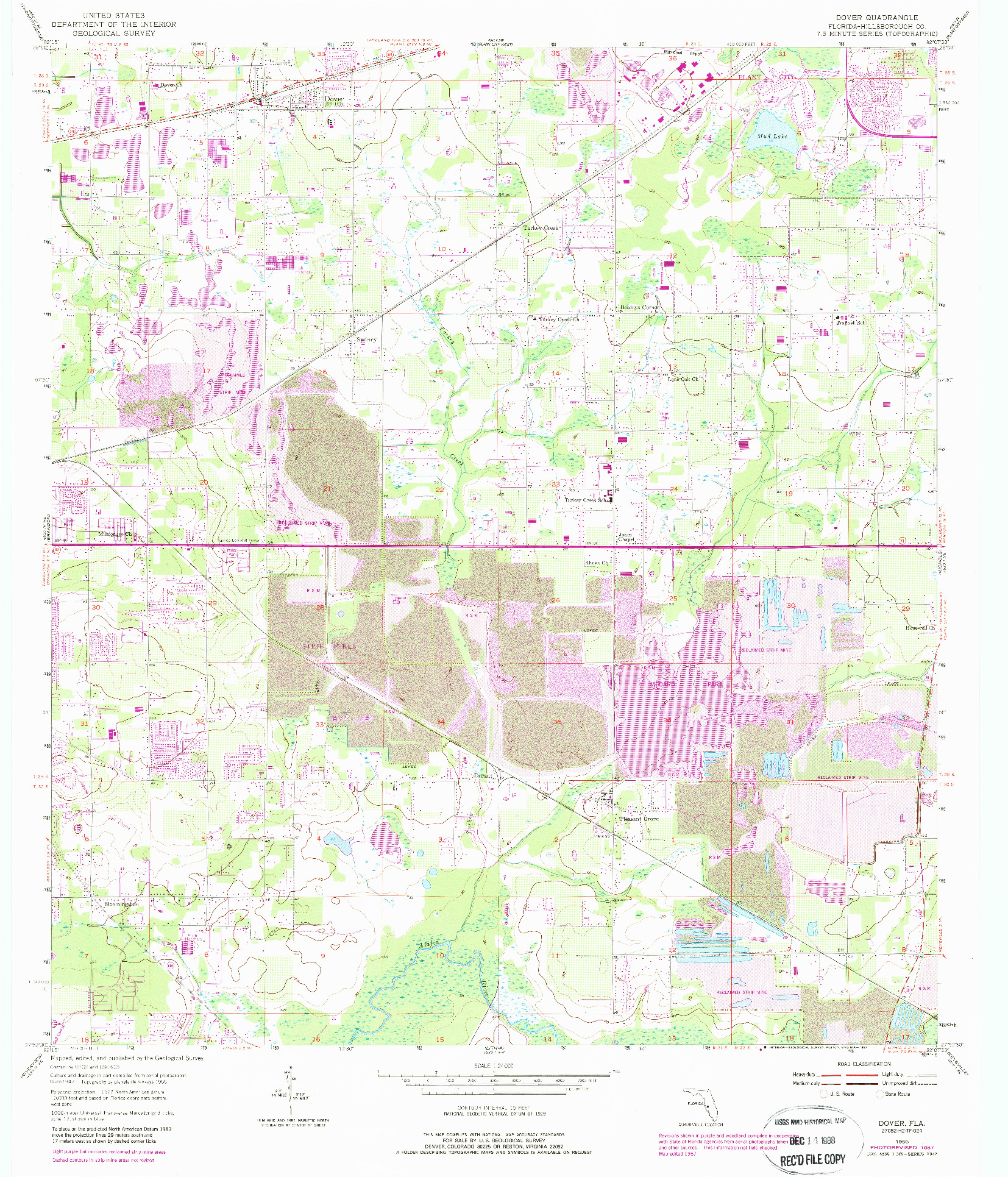 USGS 1:24000-SCALE QUADRANGLE FOR DOVER, FL 1955