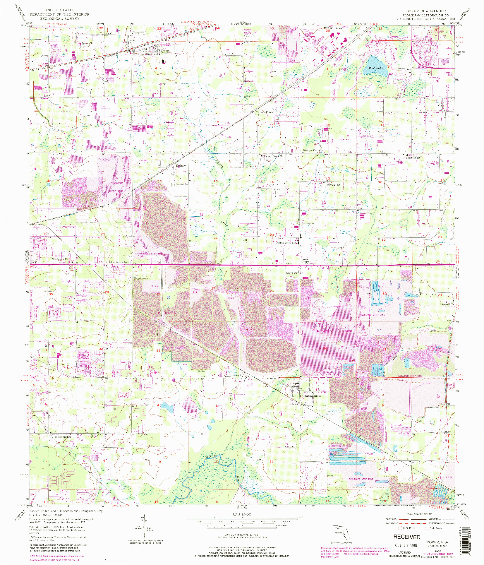 USGS 1:24000-SCALE QUADRANGLE FOR DOVER, FL 1955