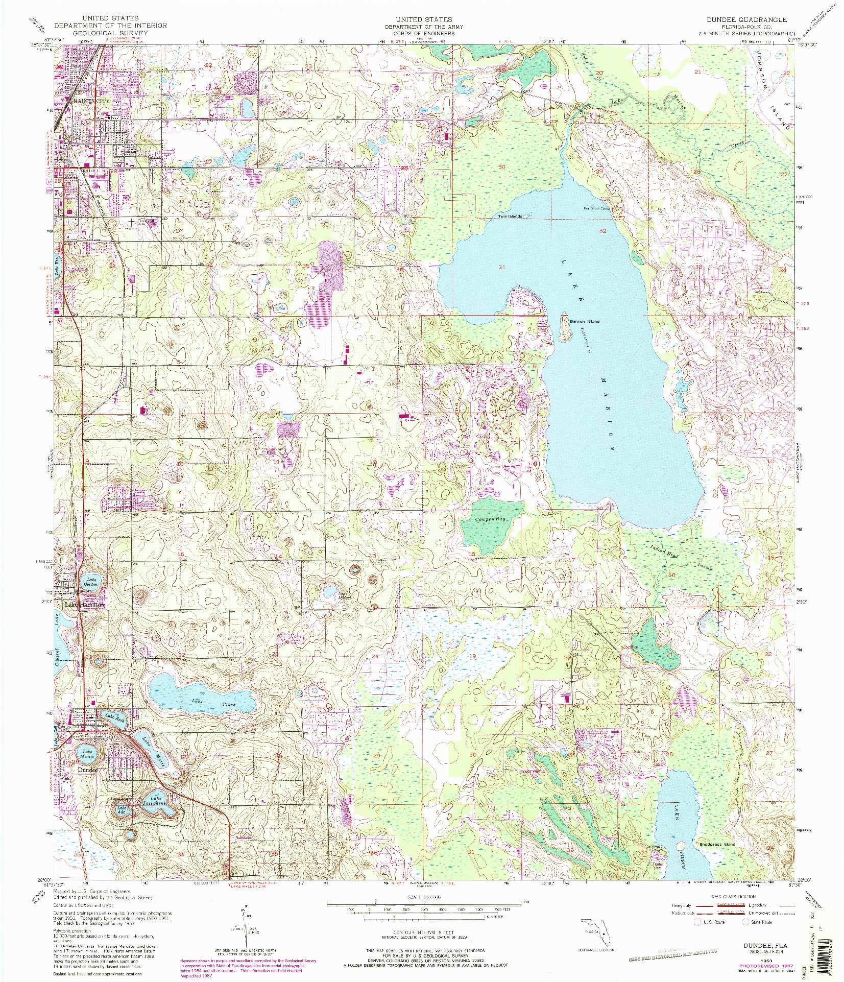 USGS 1:24000-SCALE QUADRANGLE FOR DUNDEE, FL 1953