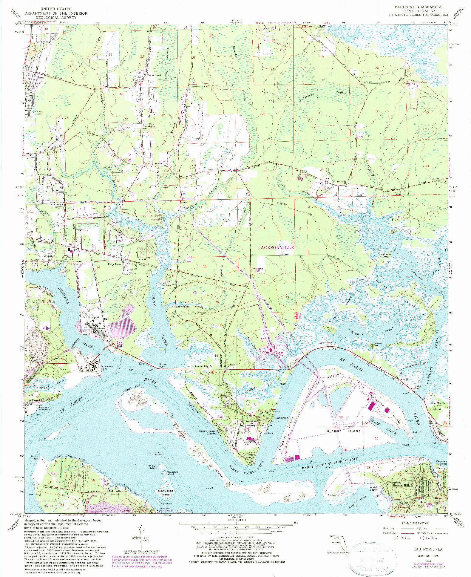 USGS 1:24000-SCALE QUADRANGLE FOR EASTPORT, FL 1964