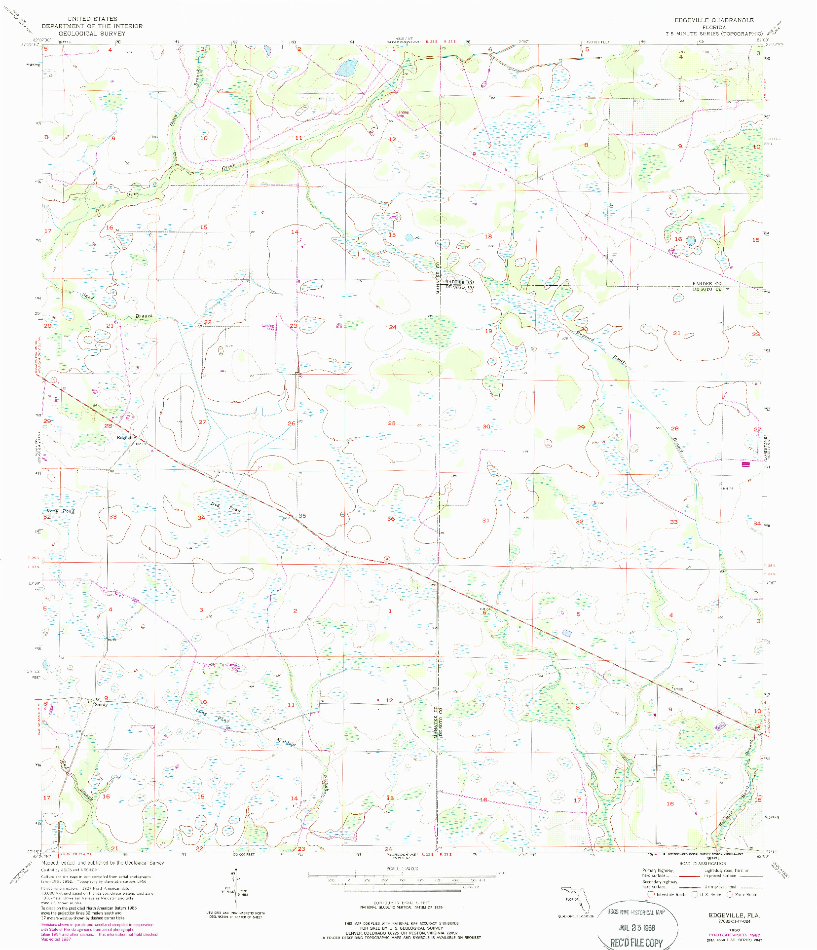 USGS 1:24000-SCALE QUADRANGLE FOR EDGEVILLE, FL 1956