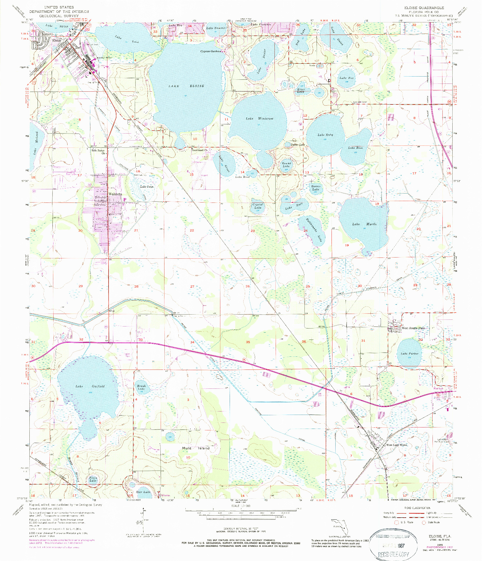 USGS 1:24000-SCALE QUADRANGLE FOR ELOISE, FL 1955