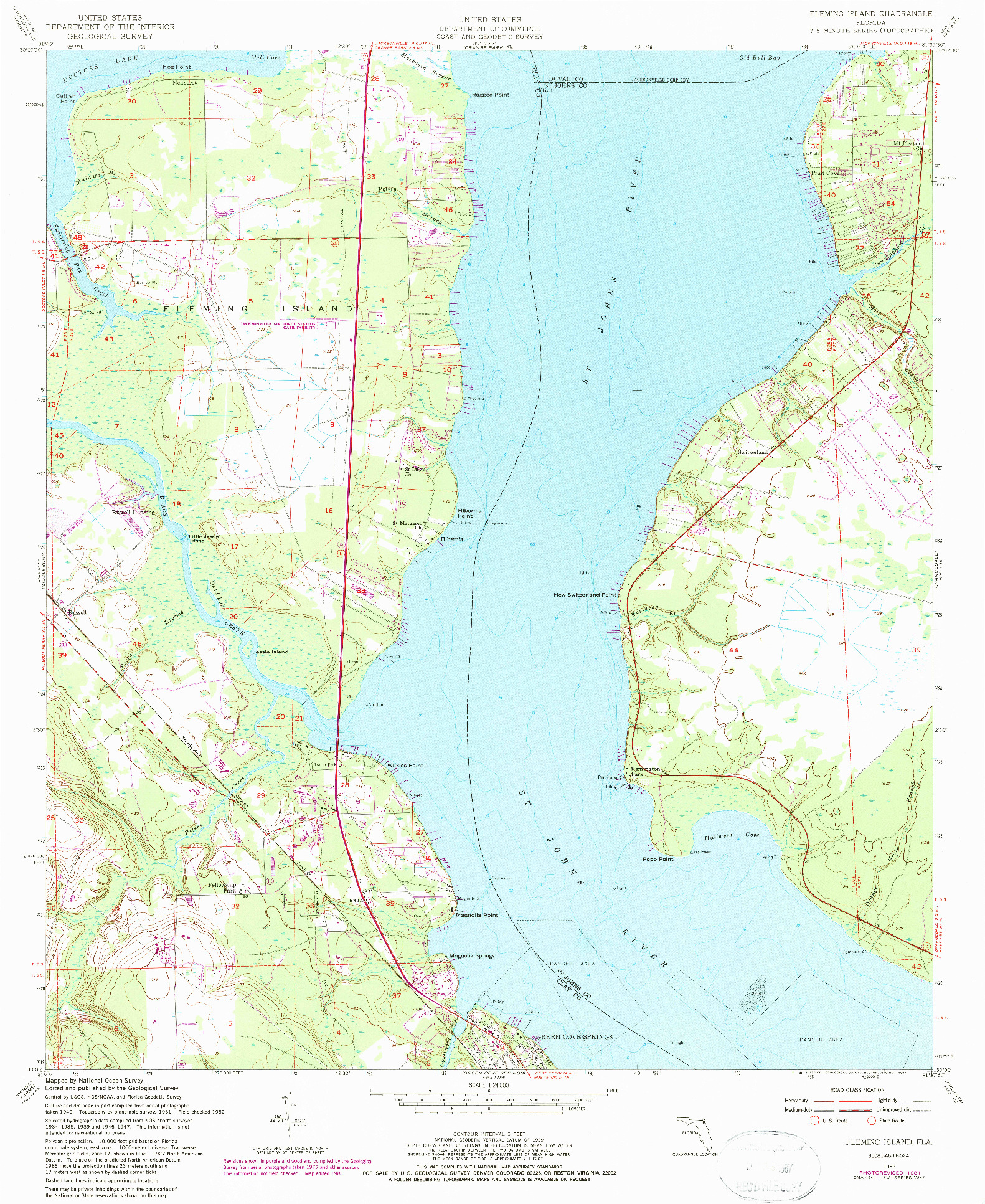 USGS 1:24000-SCALE QUADRANGLE FOR FLEMING ISLAND, FL 1952