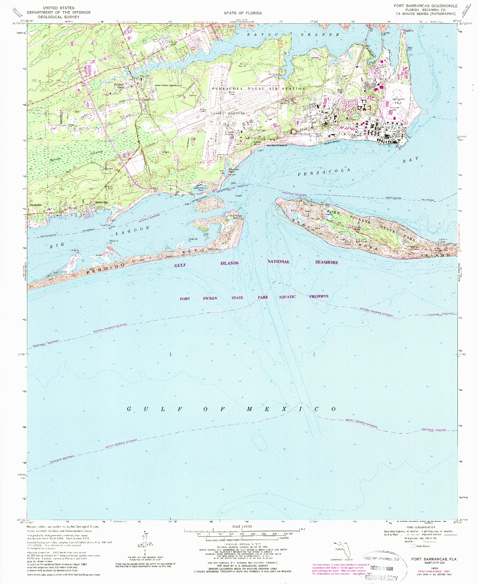 USGS 1:24000-SCALE QUADRANGLE FOR FORT BARRANCAS, FL 1970