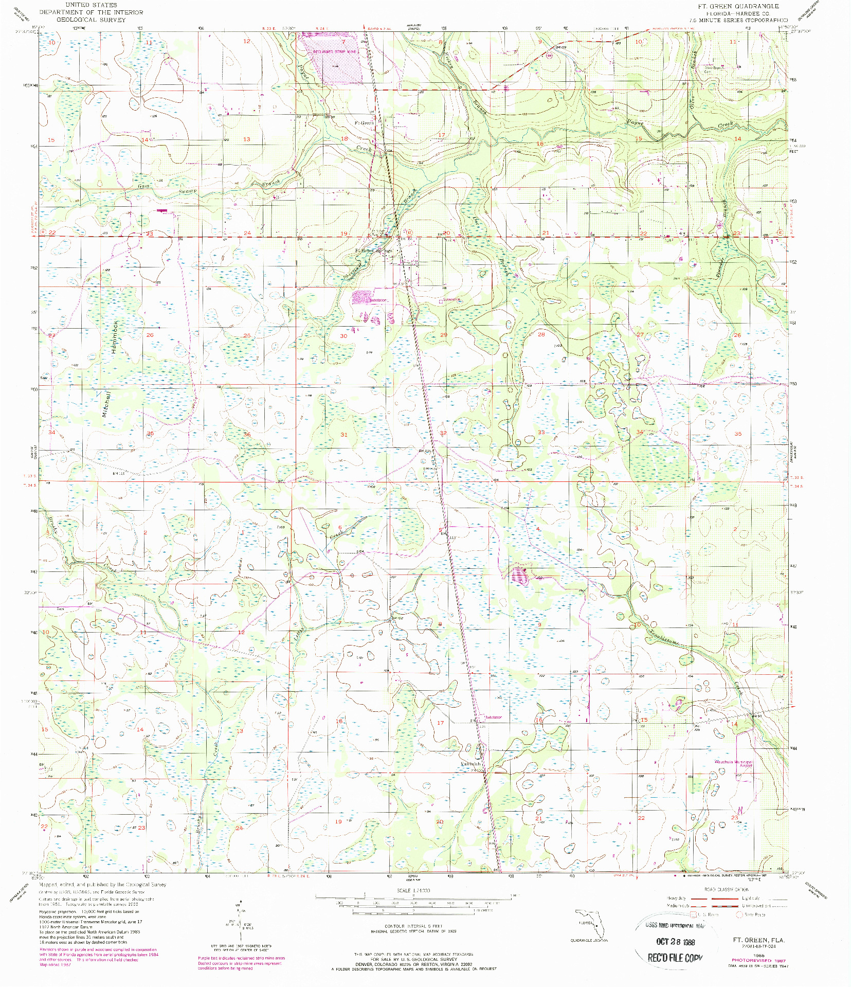 USGS 1:24000-SCALE QUADRANGLE FOR FORT GREEN, FL 1955