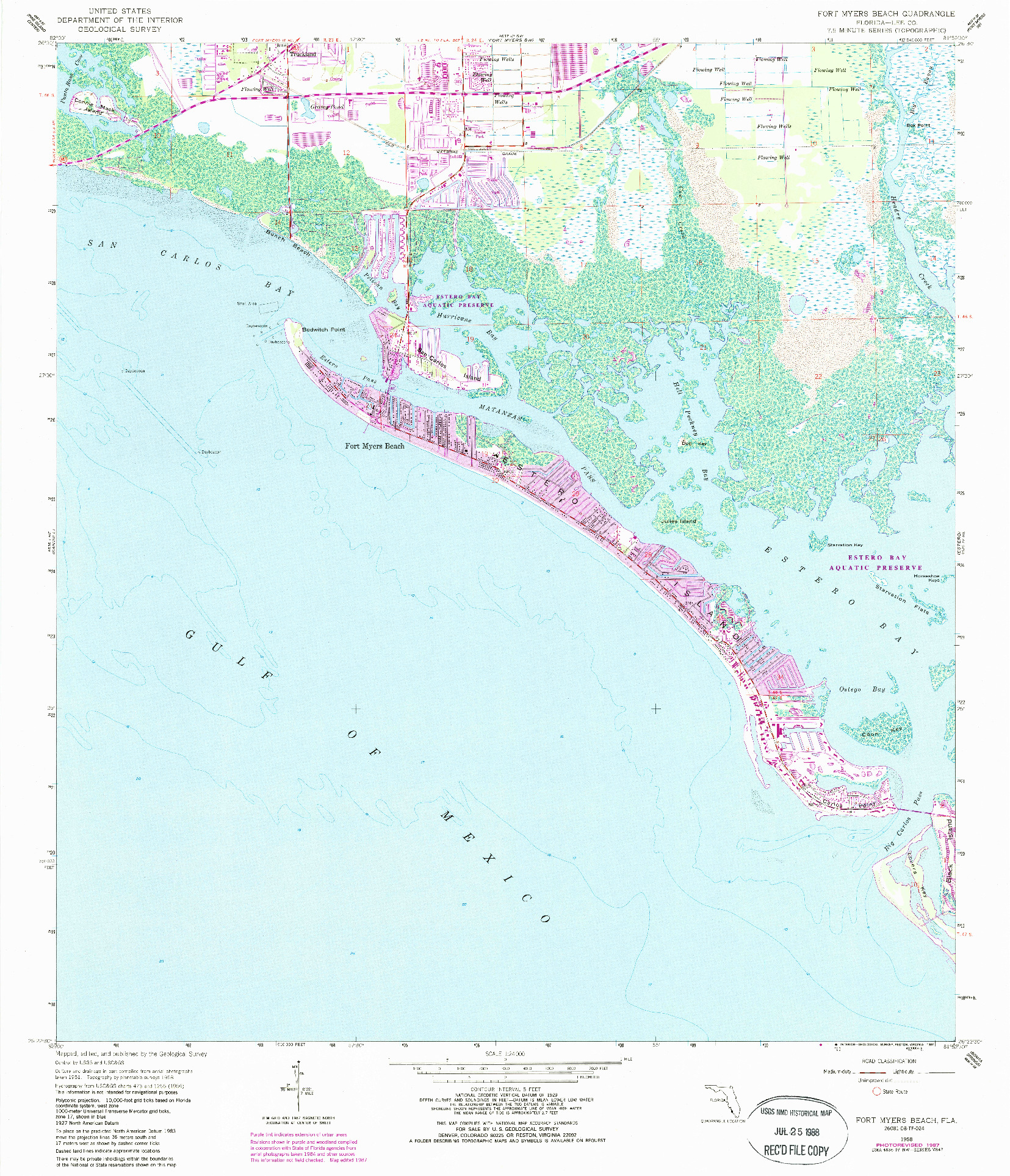 USGS 1:24000-SCALE QUADRANGLE FOR FORT MYERS BEACH, FL 1958