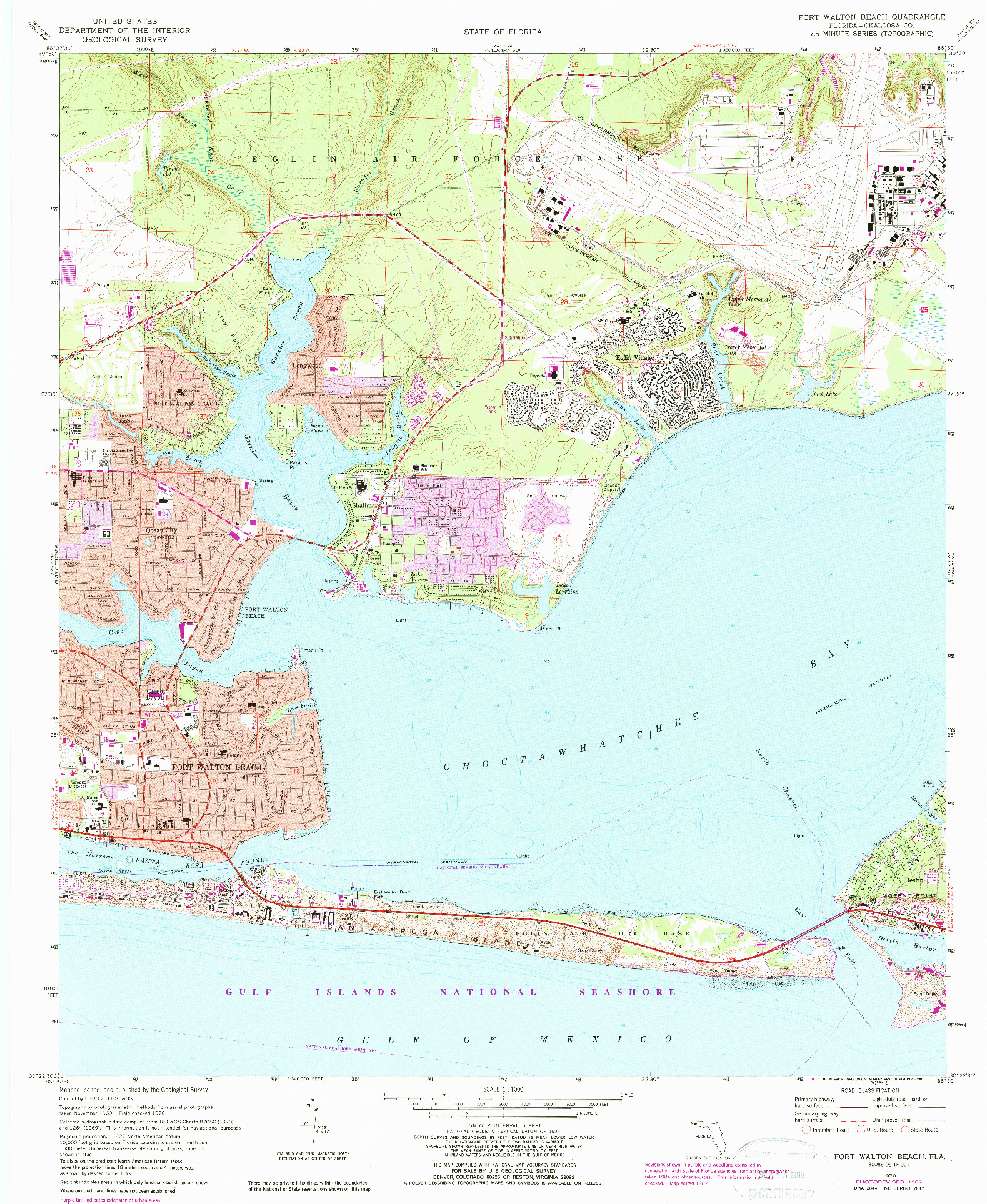 USGS 1:24000-SCALE QUADRANGLE FOR FORT WALTON BEACH, FL 1970