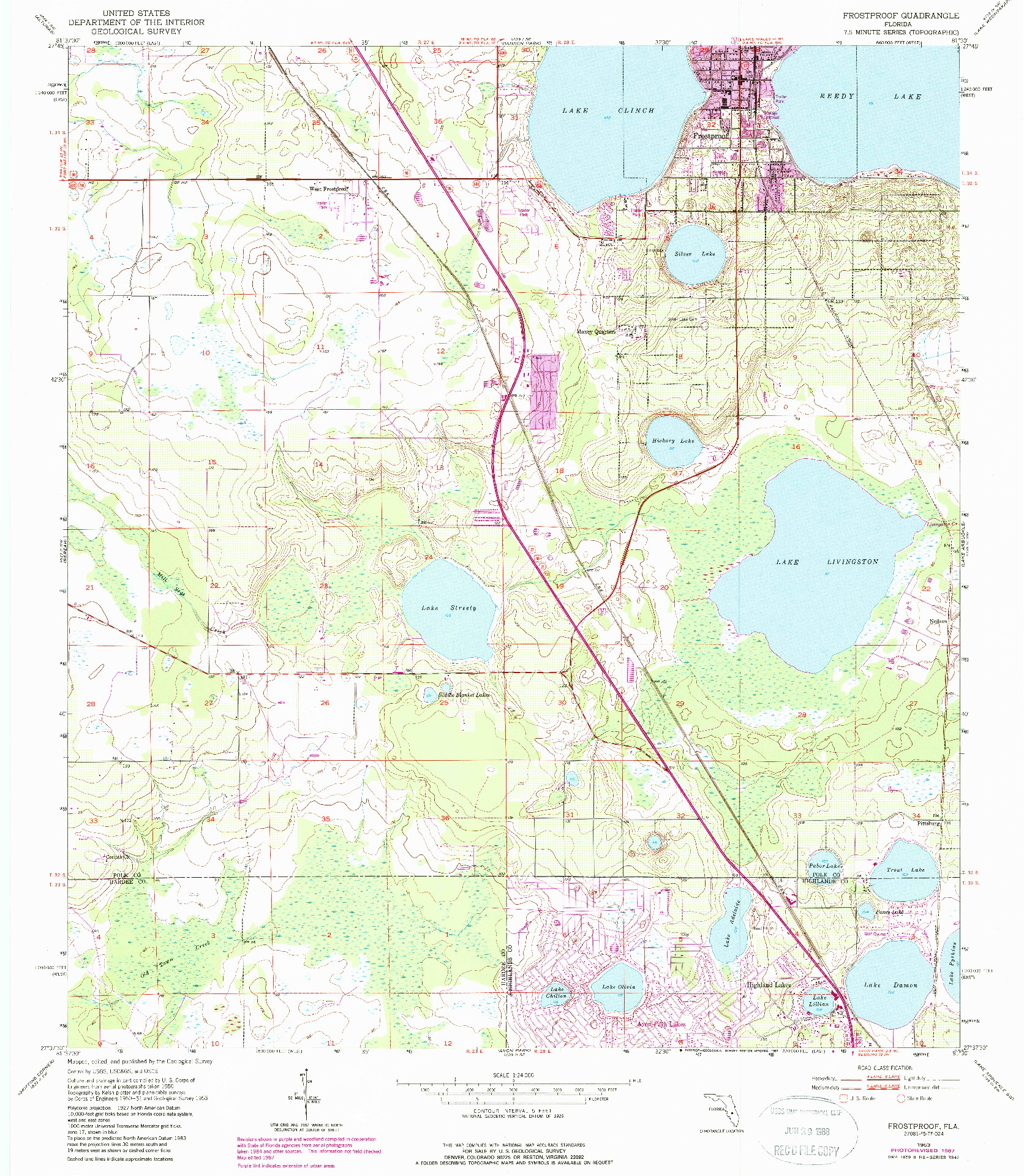 USGS 1:24000-SCALE QUADRANGLE FOR FROSTPROOF, FL 1953