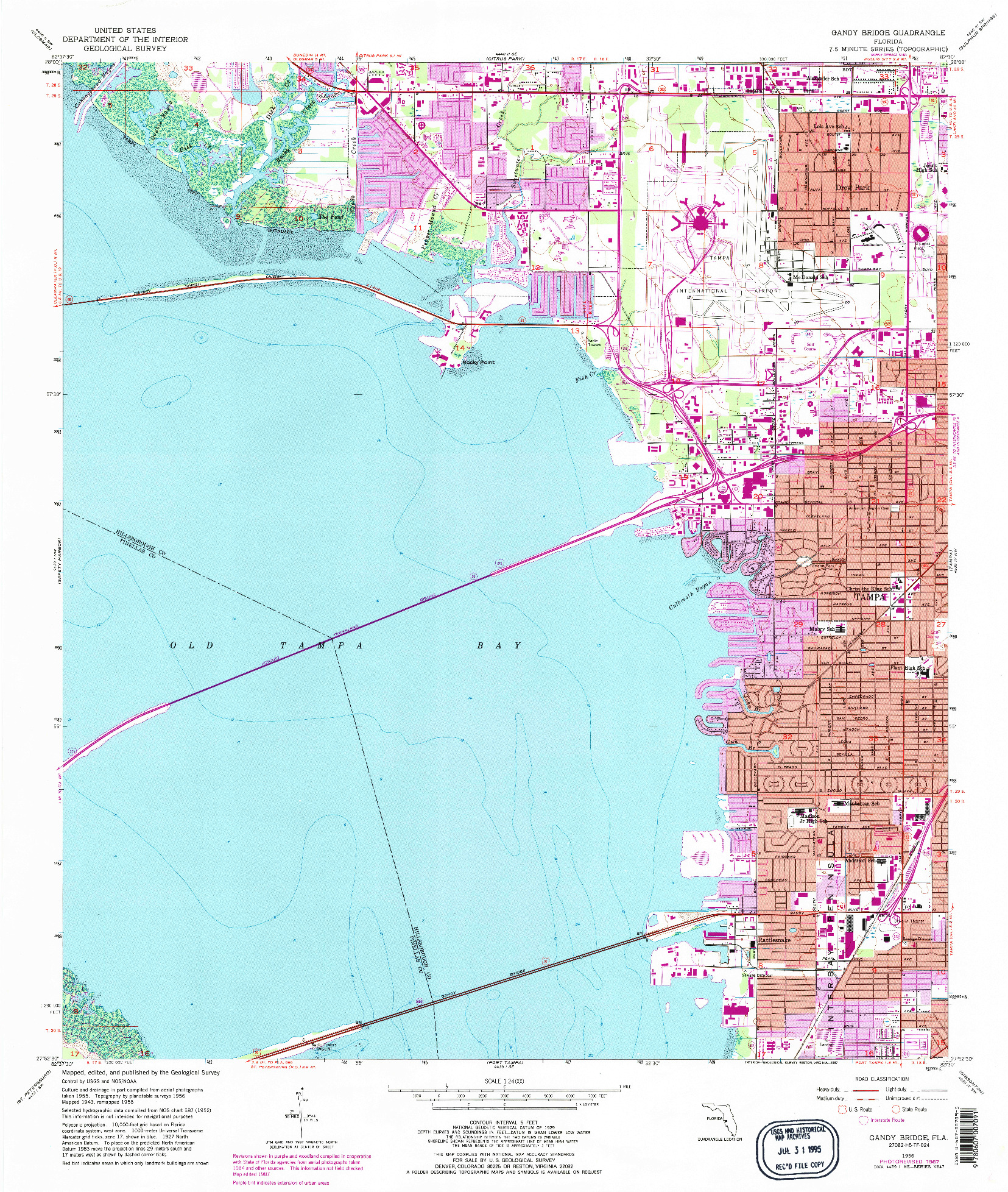 USGS 1:24000-SCALE QUADRANGLE FOR GANDY BRIDGE, FL 1956