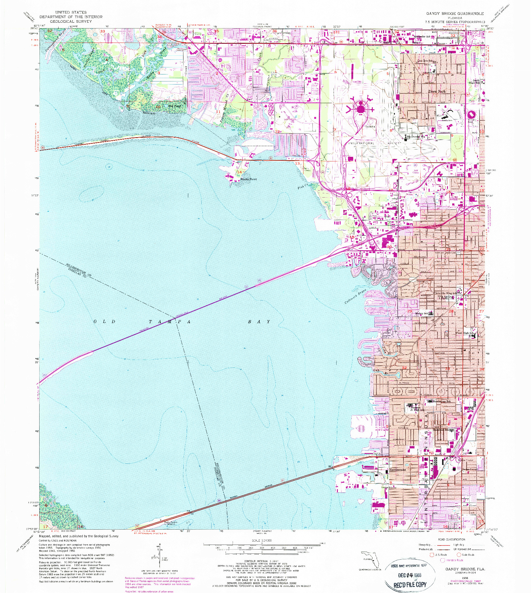 USGS 1:24000-SCALE QUADRANGLE FOR GANDY BRIDGE, FL 1956