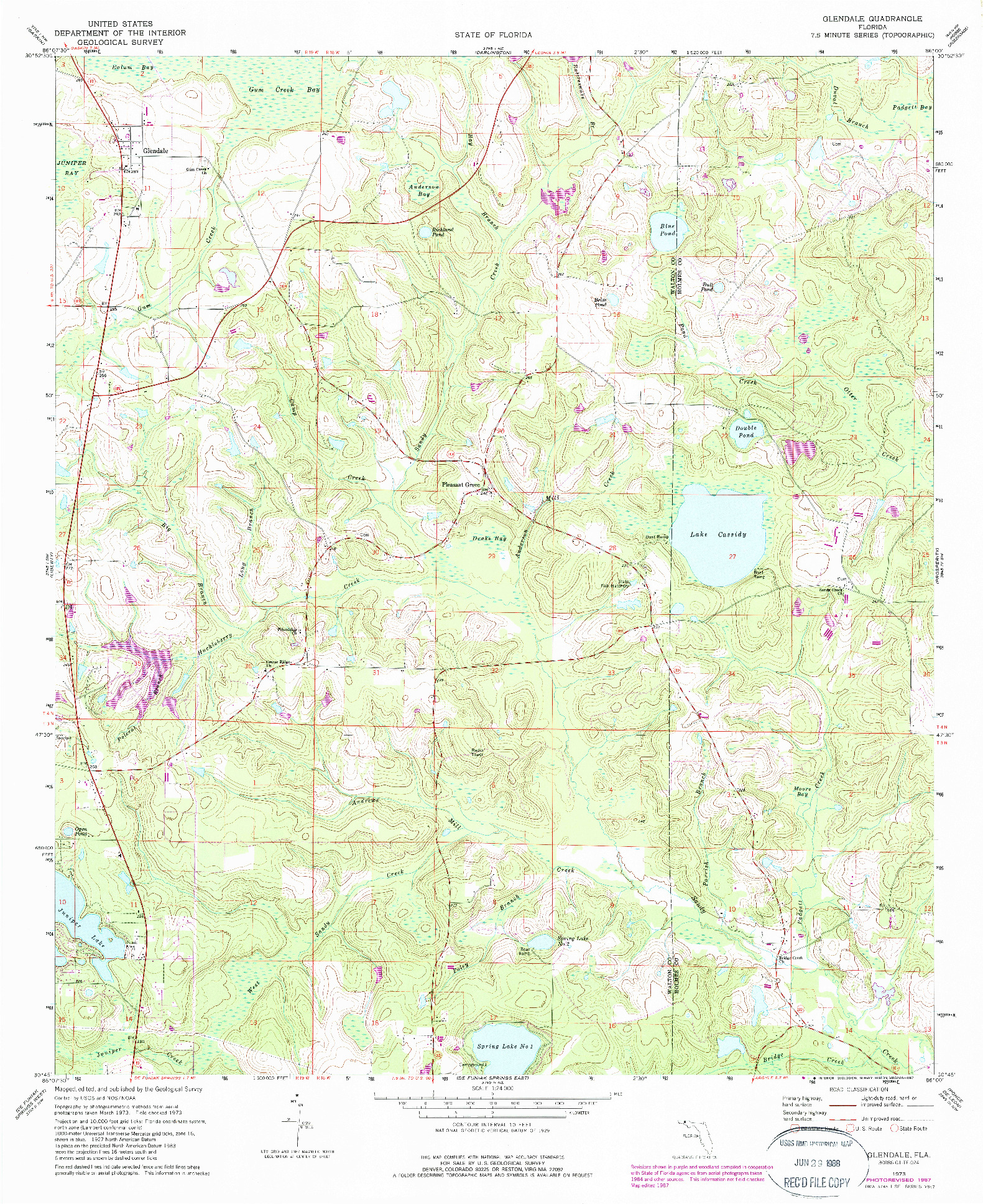 USGS 1:24000-SCALE QUADRANGLE FOR GLENDALE, FL 1973