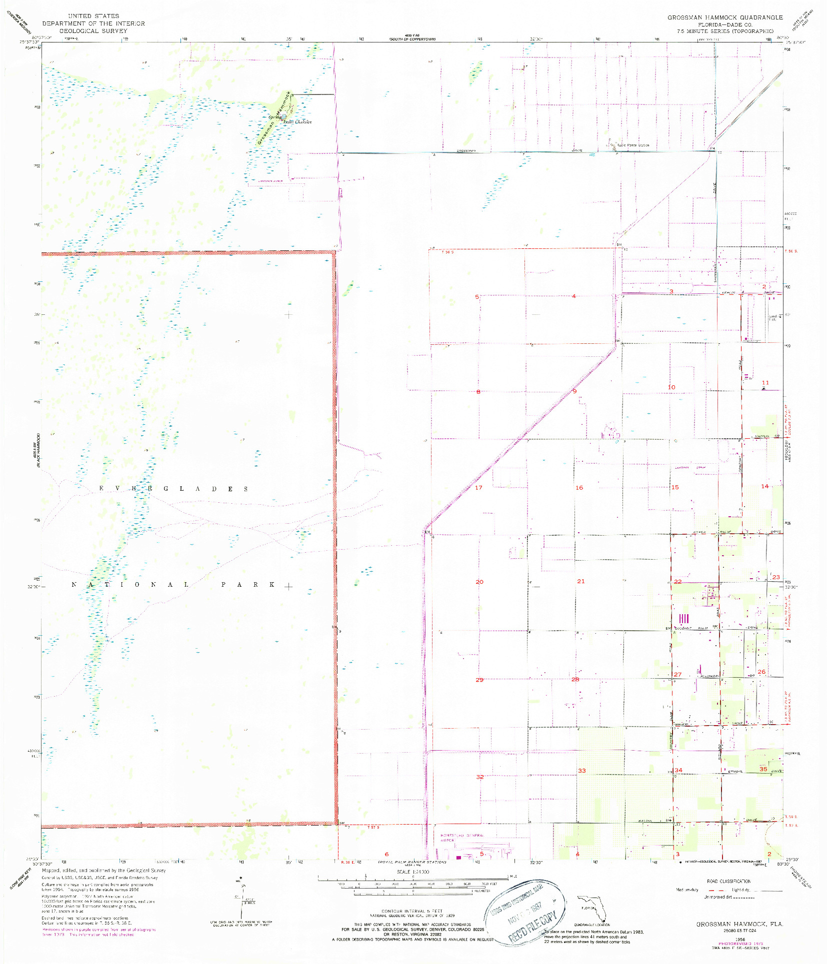 USGS 1:24000-SCALE QUADRANGLE FOR GROSSMAN HAMMOCK, FL 1956