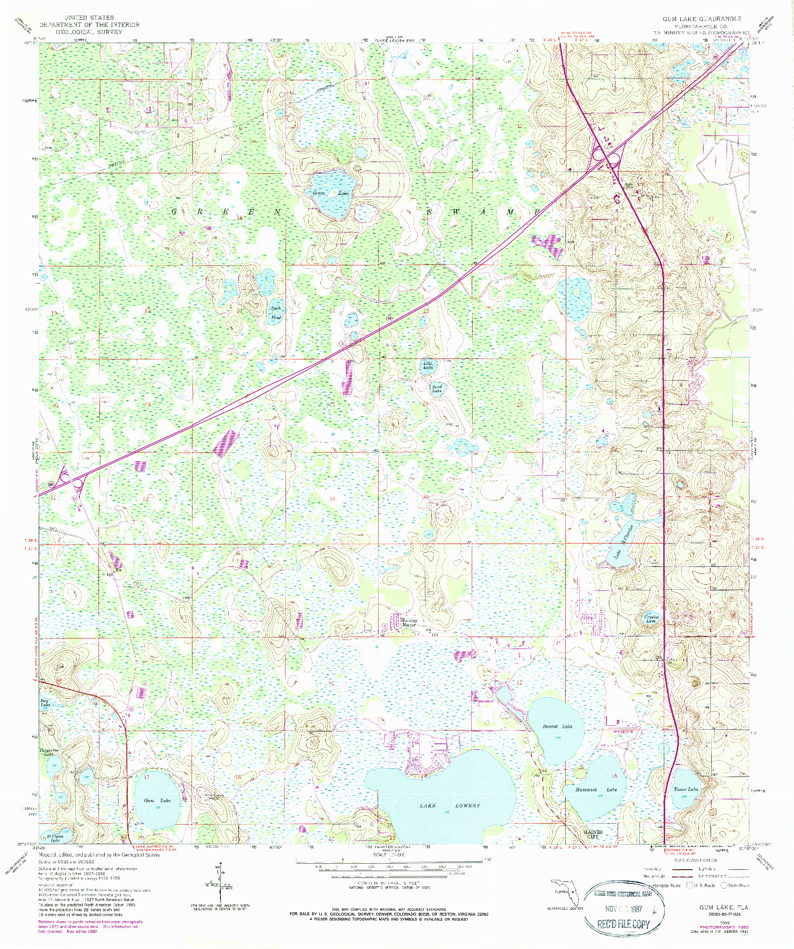 USGS 1:24000-SCALE QUADRANGLE FOR GUM LAKE, FL 1959