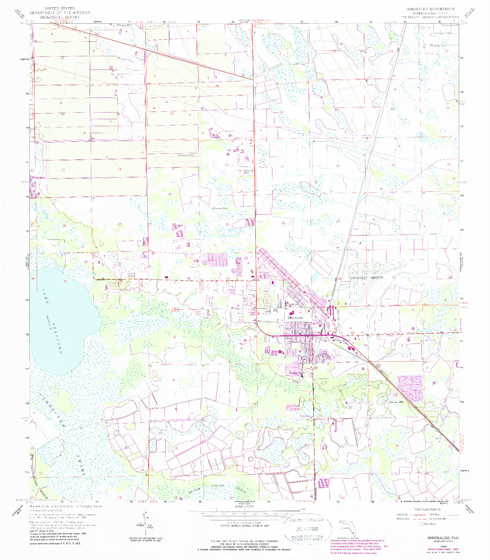 USGS 1:24000-SCALE QUADRANGLE FOR IMMOKALEE, FL 1958