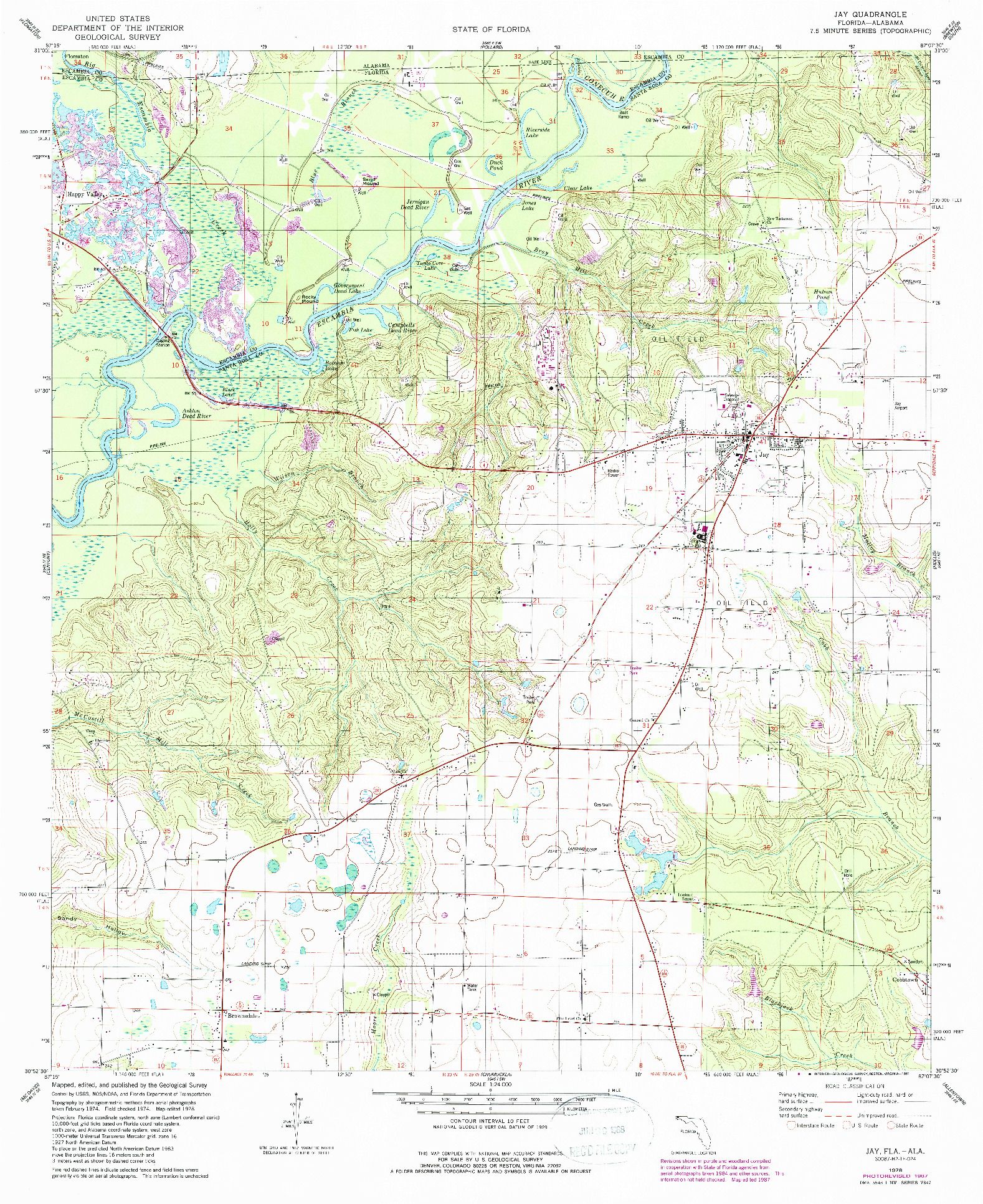 USGS 1:24000-SCALE QUADRANGLE FOR JAY, FL 1978