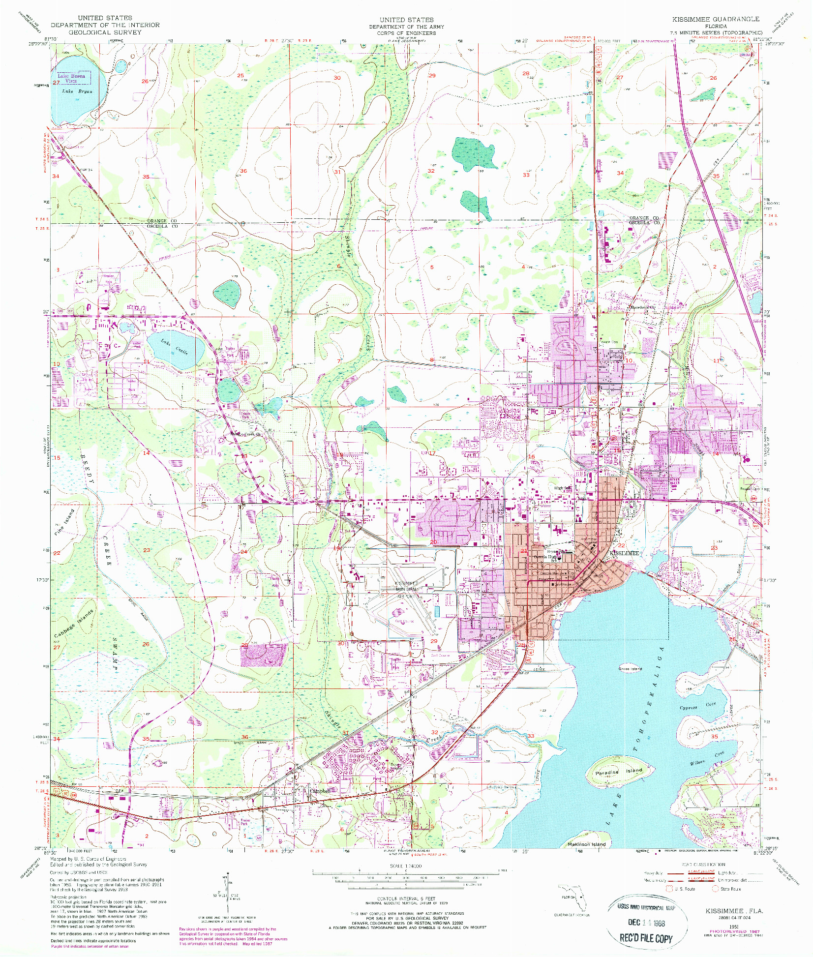 USGS 1:24000-SCALE QUADRANGLE FOR KISSIMMEE, FL 1953