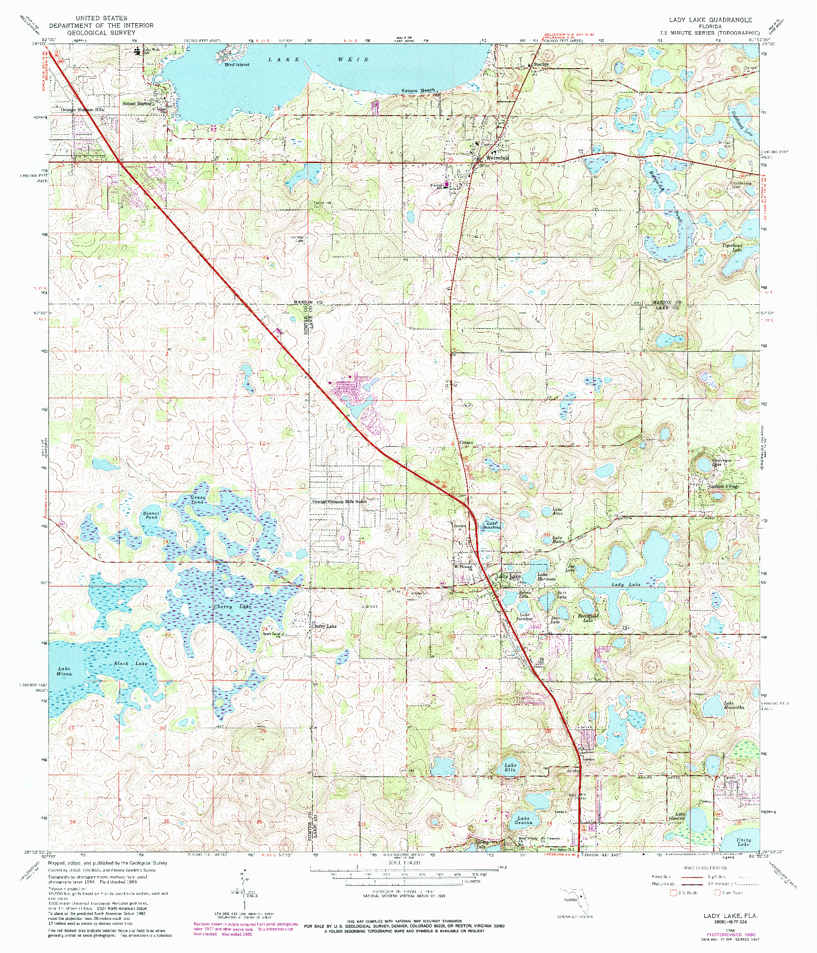 USGS 1:24000-SCALE QUADRANGLE FOR LADY LAKE, FL 1966
