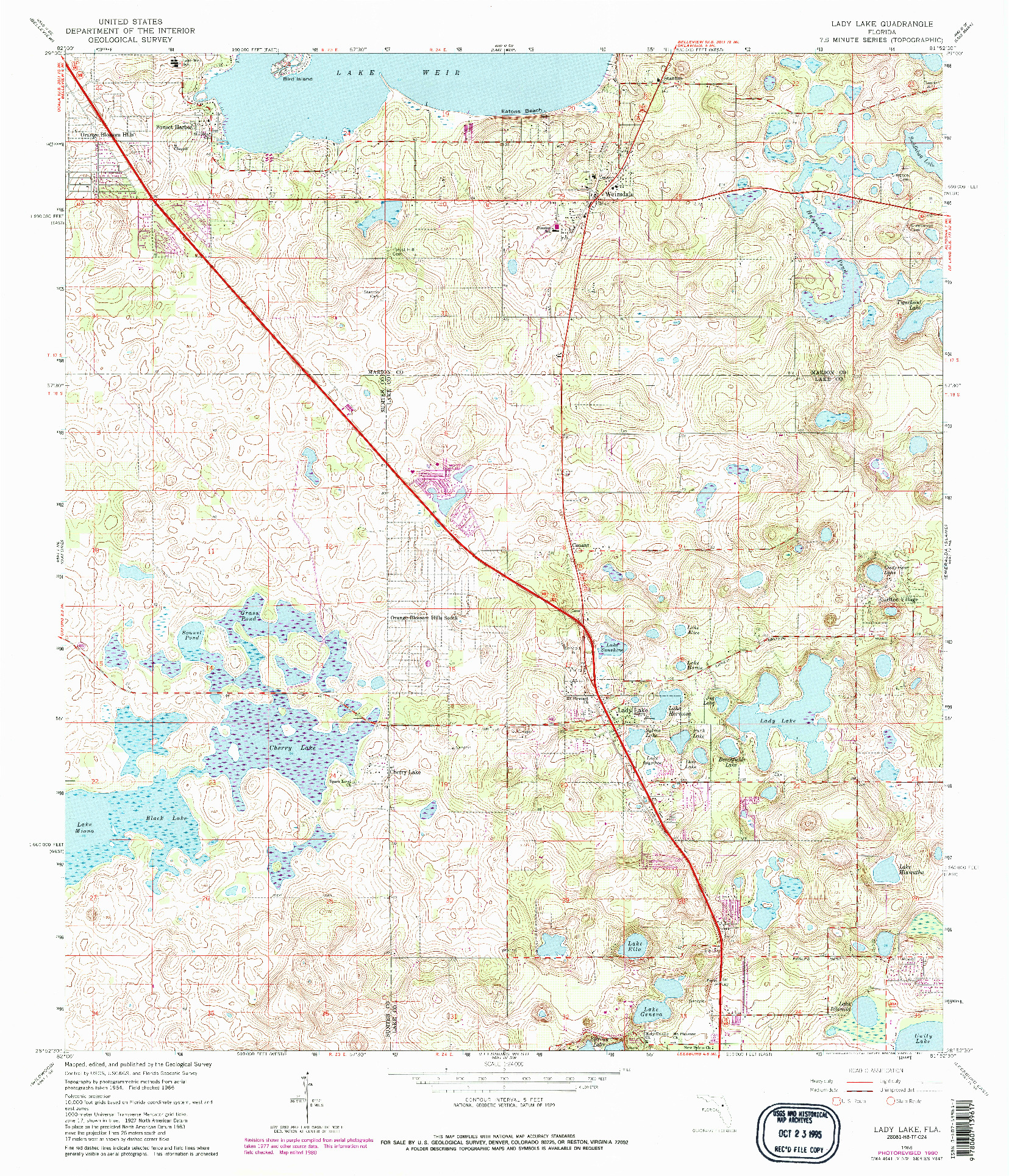 USGS 1:24000-SCALE QUADRANGLE FOR LADY LAKE, FL 1966