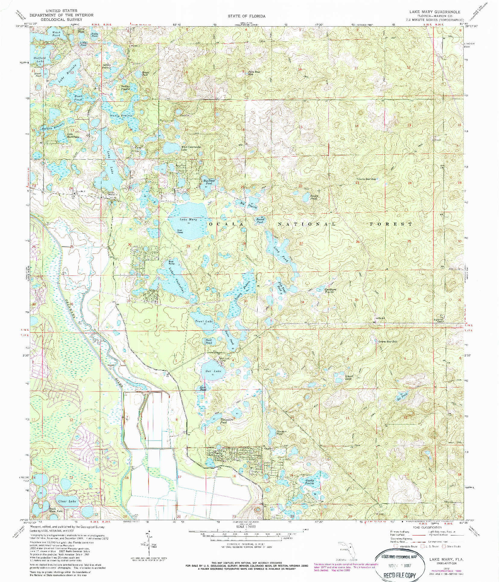 USGS 1:24000-SCALE QUADRANGLE FOR LAKE MARY, FL 1972