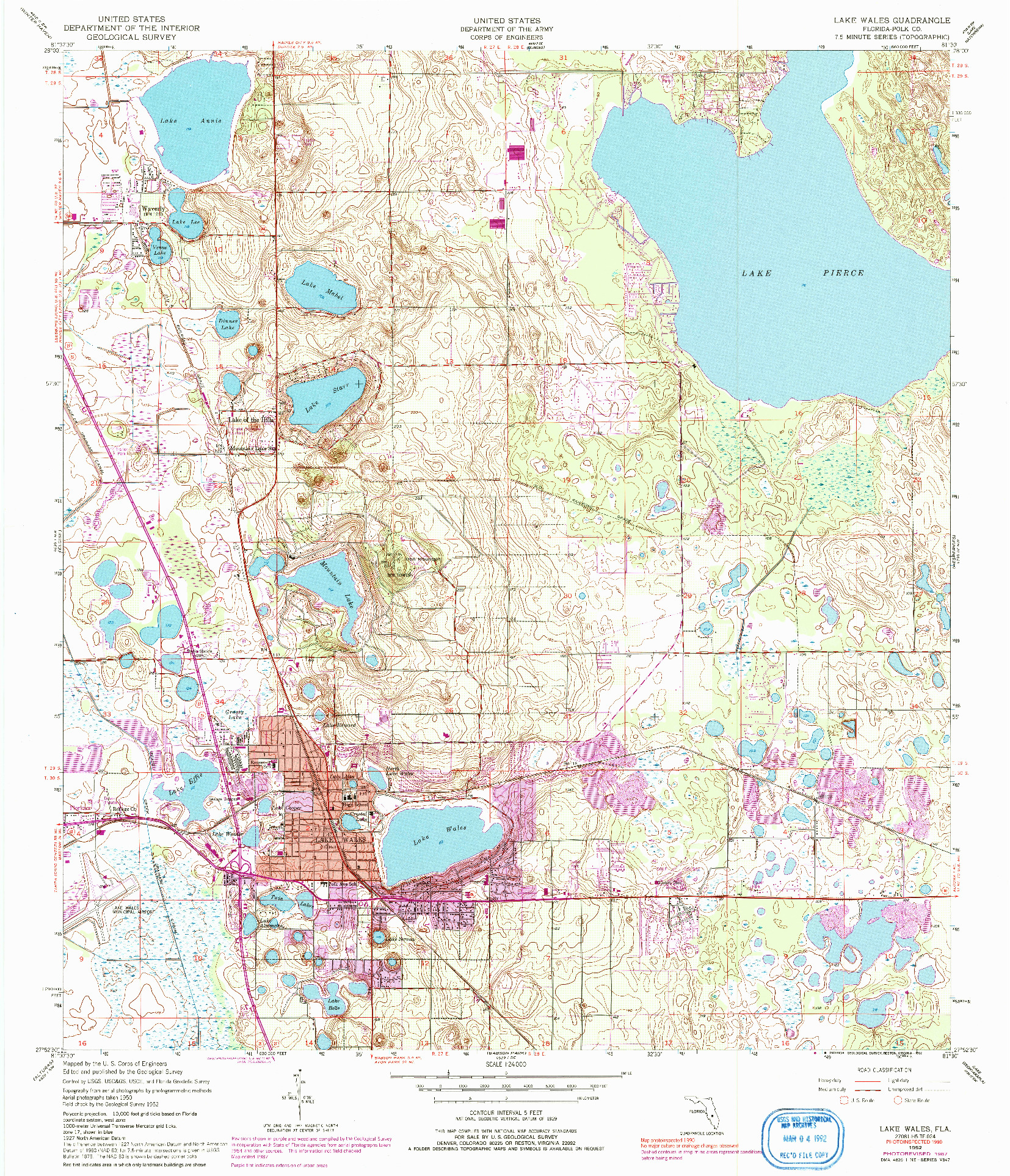 USGS 1:24000-SCALE QUADRANGLE FOR LAKE WALES, FL 1952