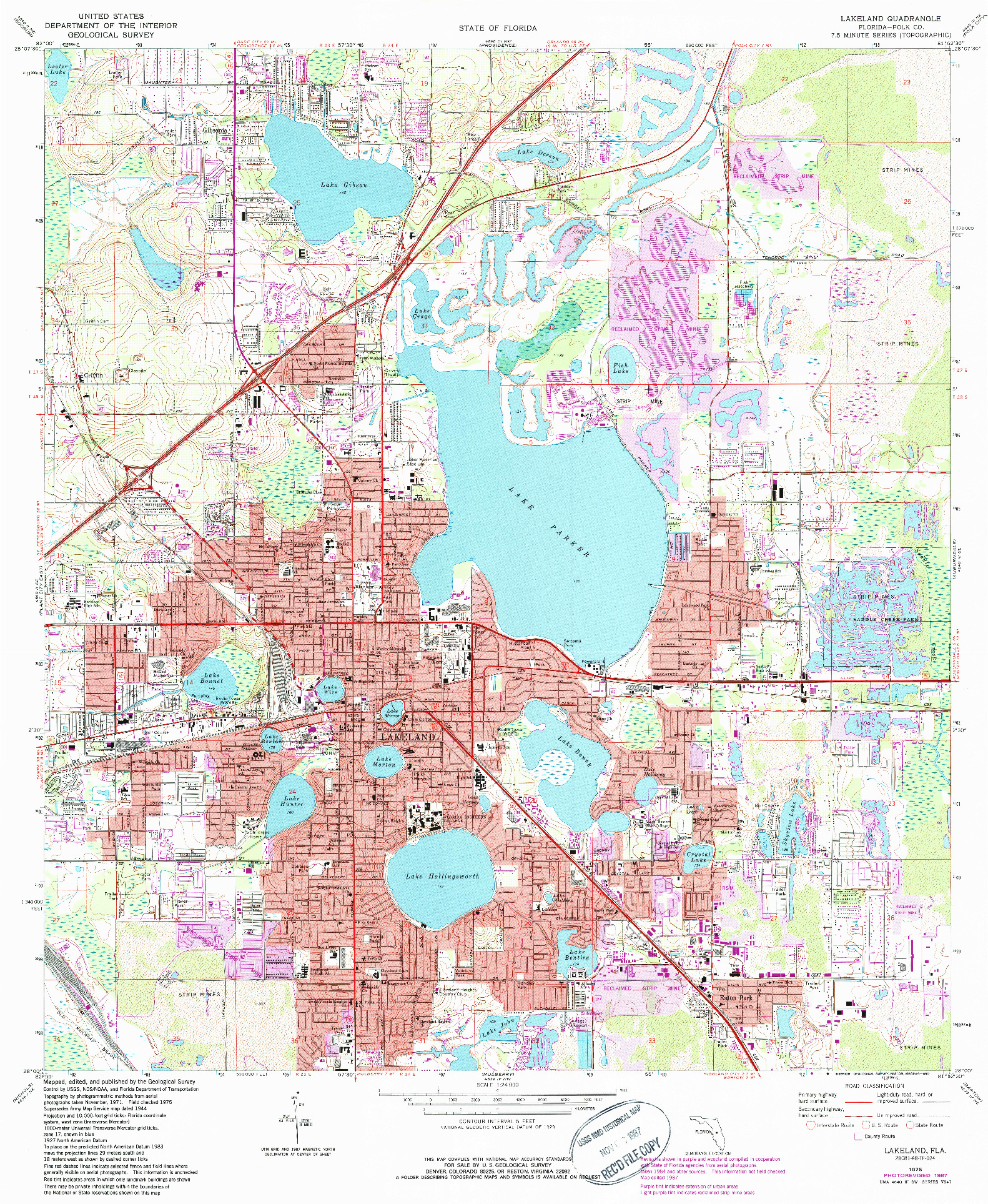 USGS 1:24000-SCALE QUADRANGLE FOR LAKELAND, FL 1975