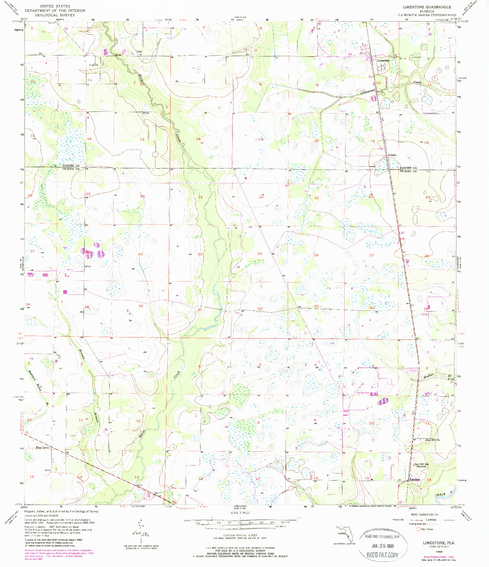 USGS 1:24000-SCALE QUADRANGLE FOR LIMESTONE, FL 1956