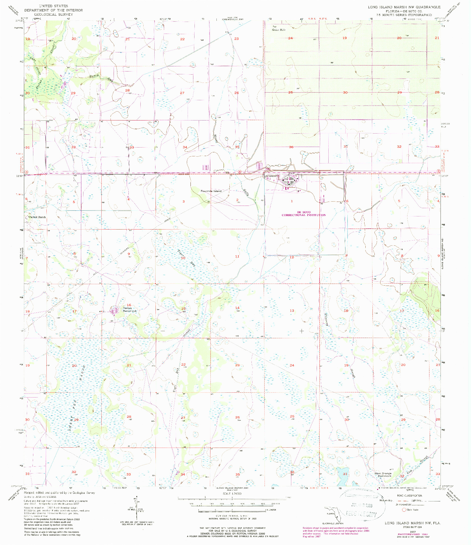 USGS 1:24000-SCALE QUADRANGLE FOR LONG ISLAND MARSH NW, FL 1957