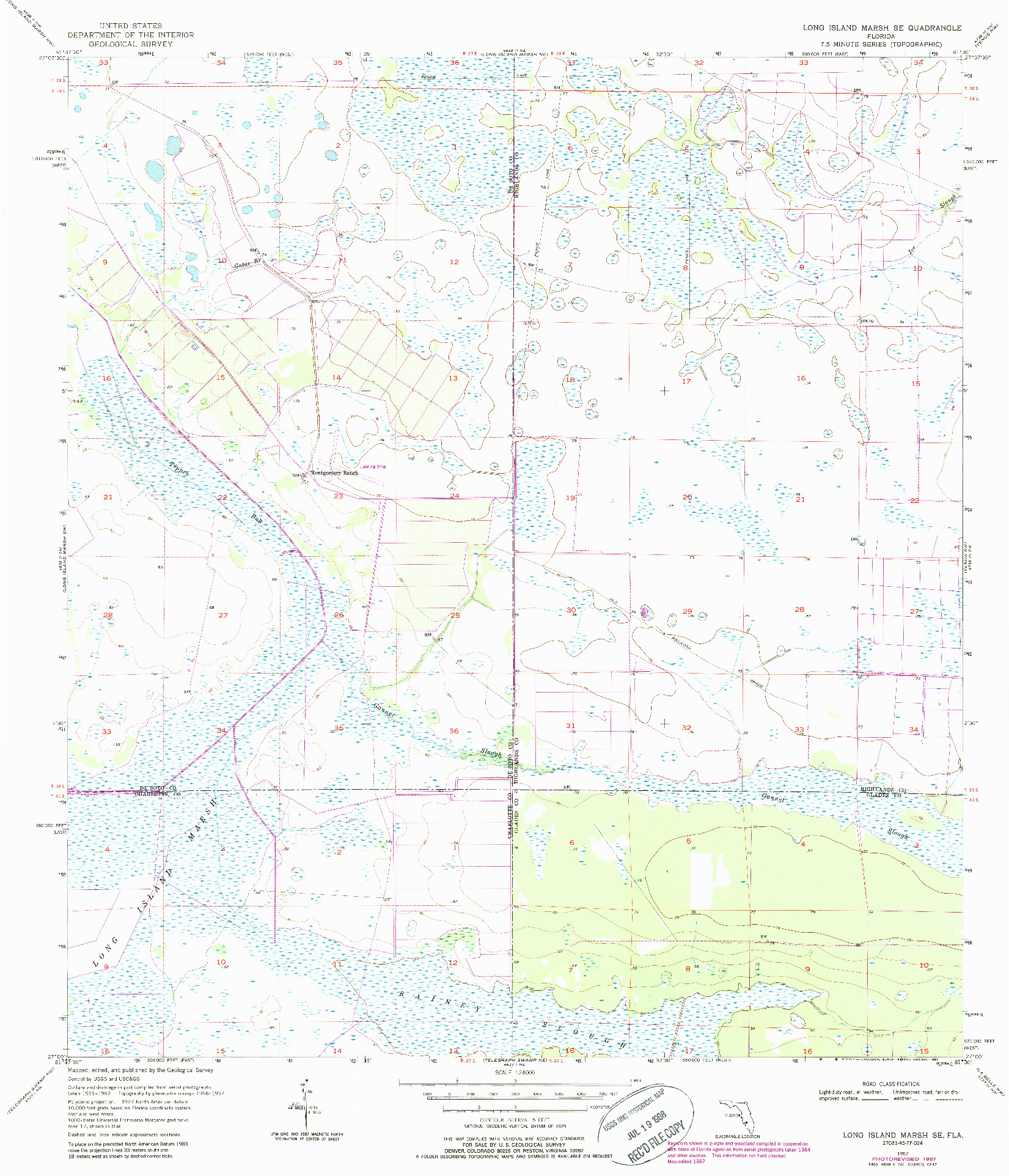 USGS 1:24000-SCALE QUADRANGLE FOR LONG ISLAND MARSH SE, FL 1957