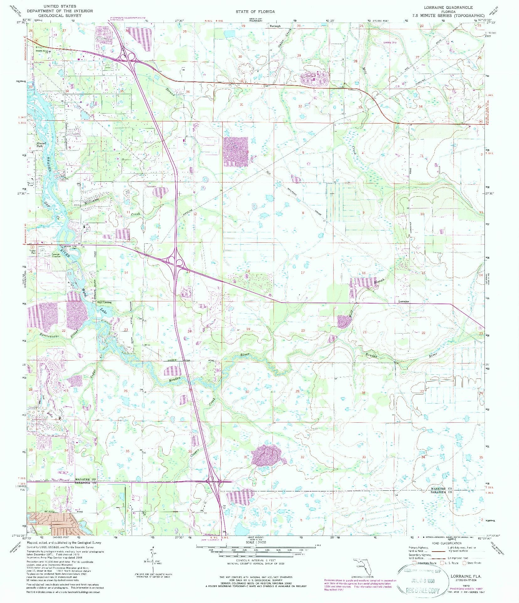 USGS 1:24000-SCALE QUADRANGLE FOR LORRAINE, FL 1973