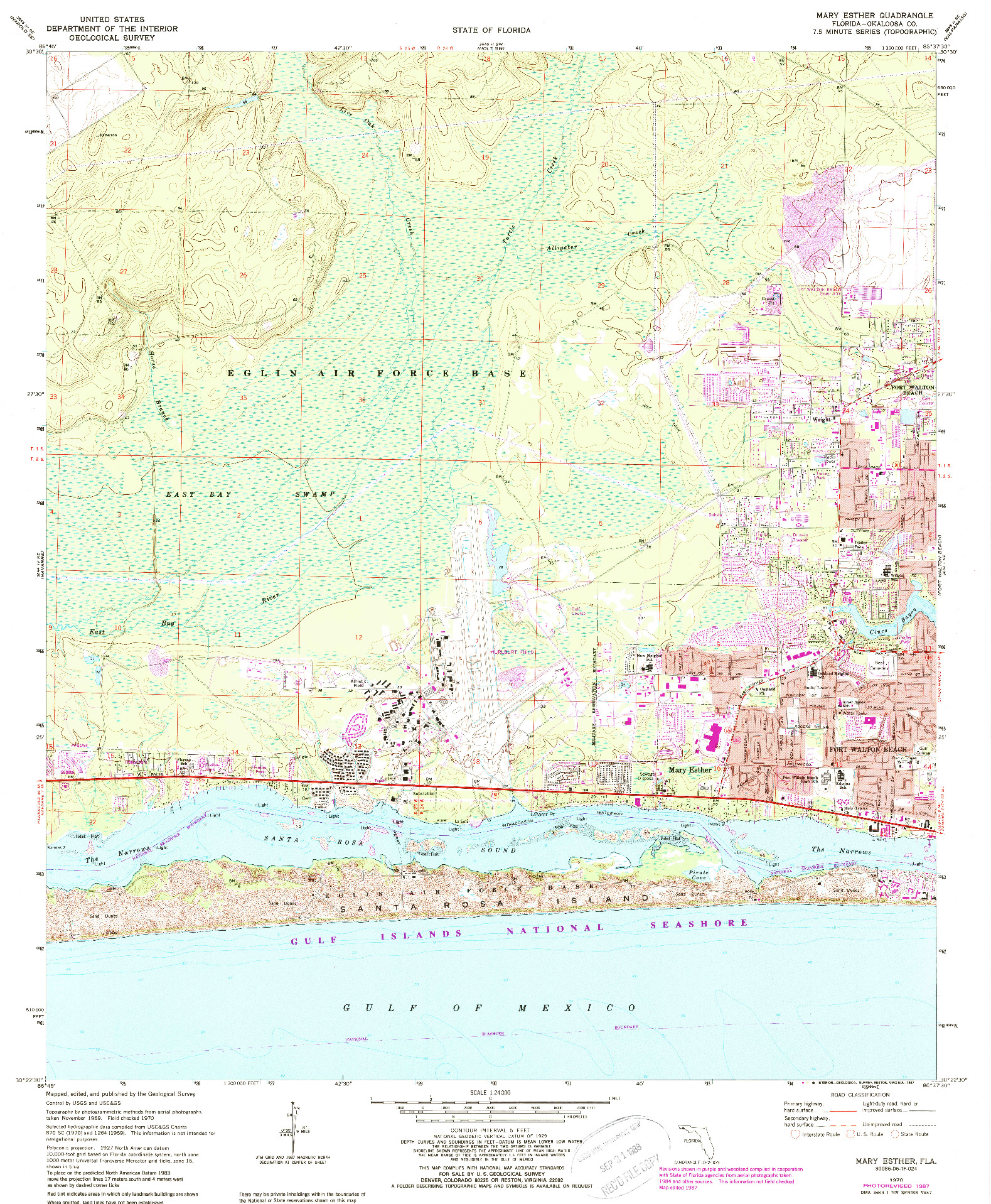 USGS 1:24000-SCALE QUADRANGLE FOR MARY ESTHER, FL 1970