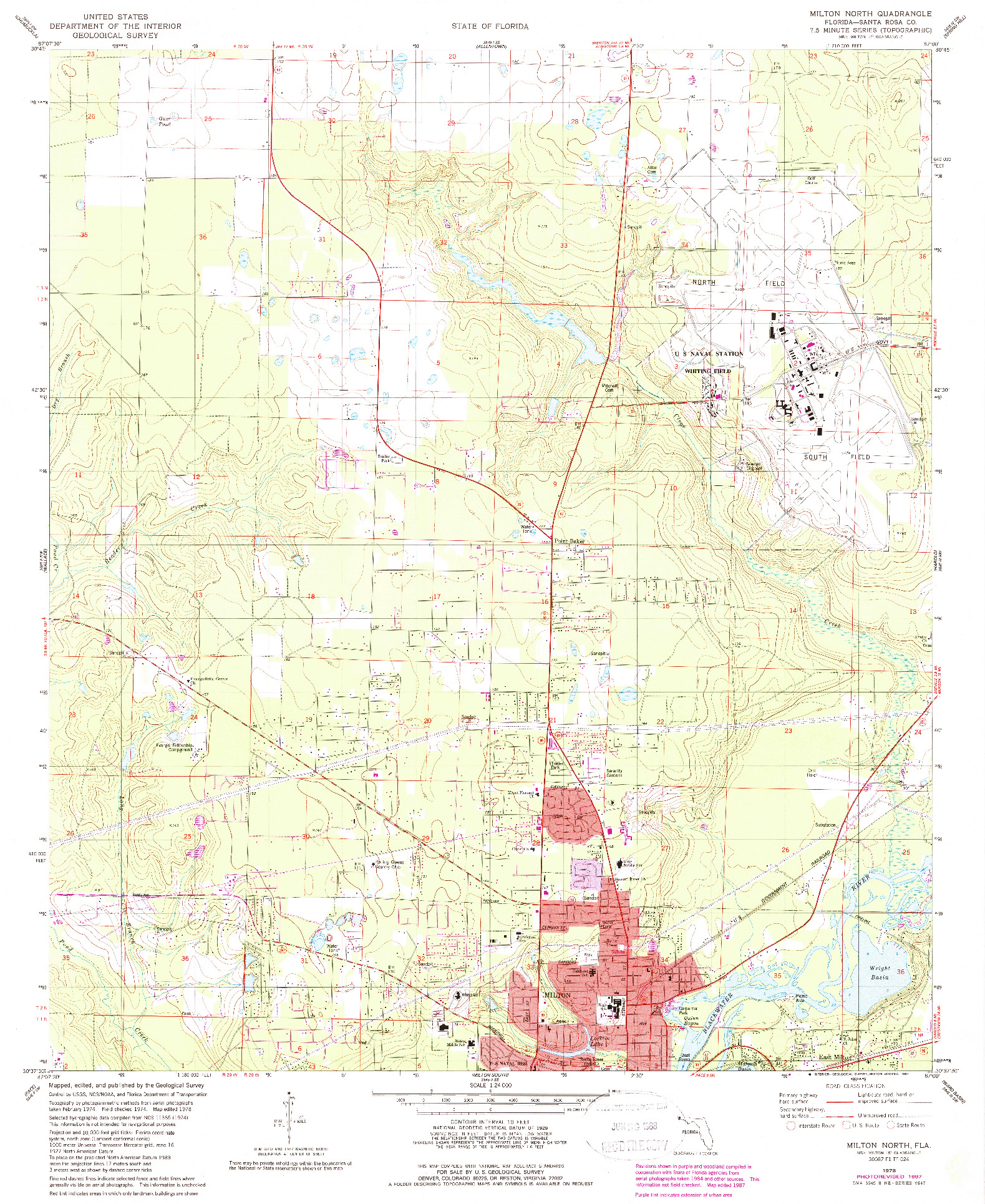 USGS 1:24000-SCALE QUADRANGLE FOR MILTON NORTH, FL 1978