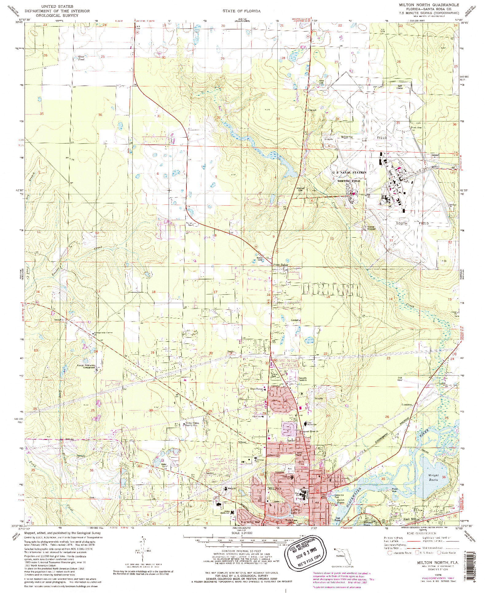 USGS 1:24000-SCALE QUADRANGLE FOR MILTON NORTH, FL 1978