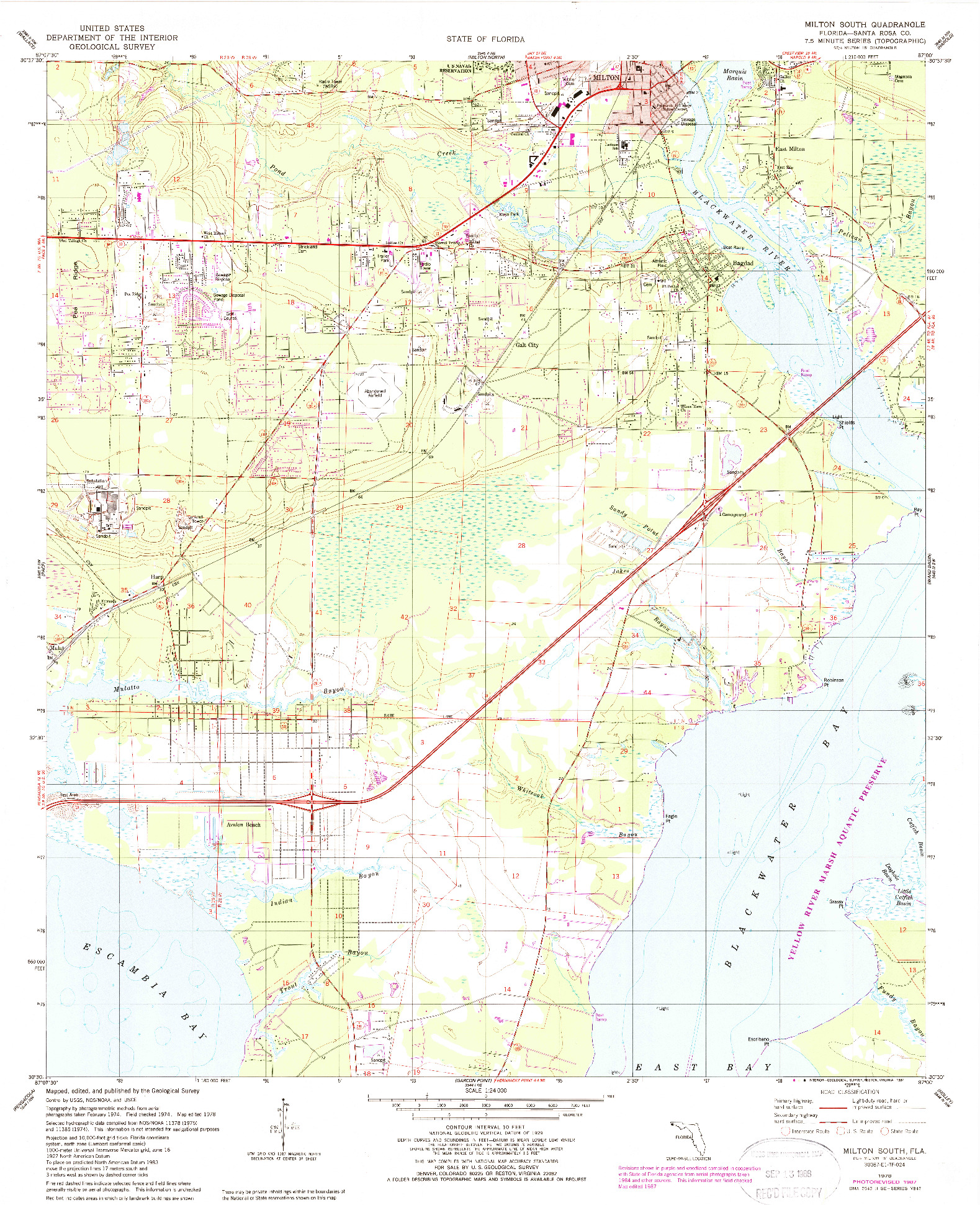 USGS 1:24000-SCALE QUADRANGLE FOR MILTON SOUTH, FL 1978