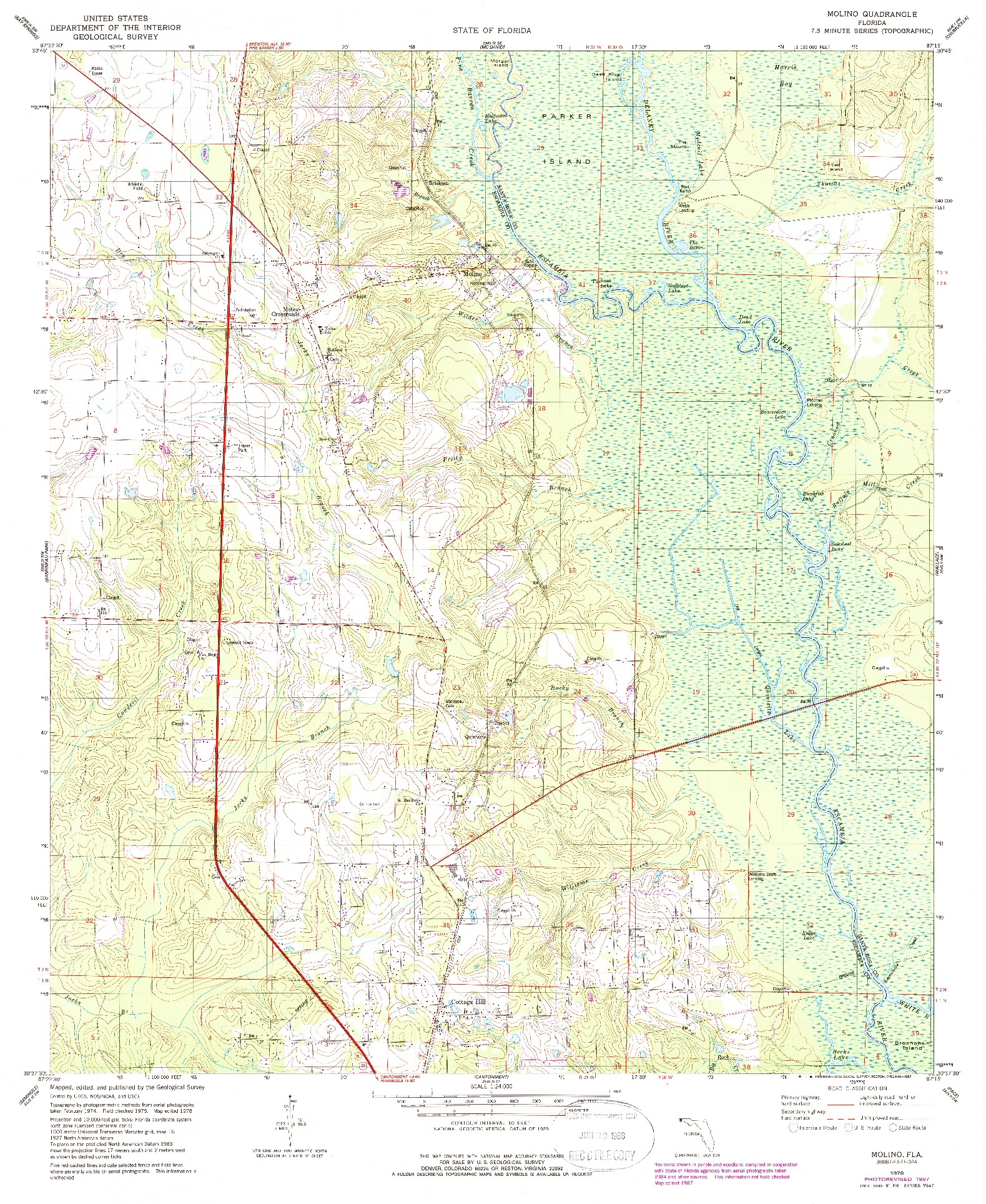 USGS 1:24000-SCALE QUADRANGLE FOR MOLINO, FL 1978