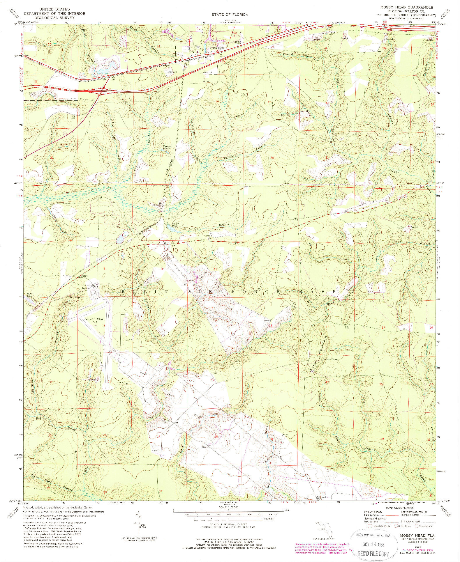 USGS 1:24000-SCALE QUADRANGLE FOR MOSSY HEAD, FL 1973