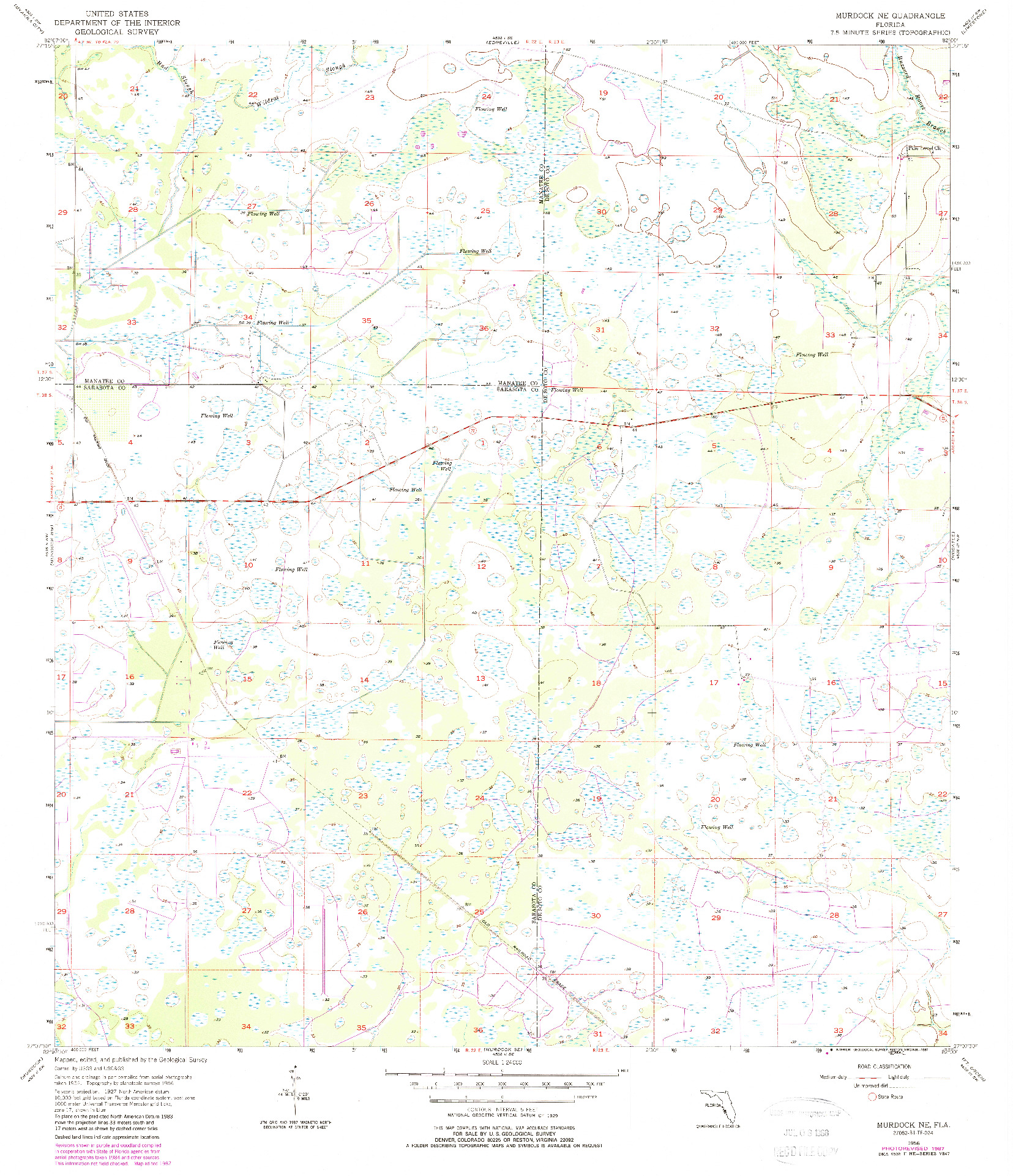 USGS 1:24000-SCALE QUADRANGLE FOR MURDOCK NE, FL 1956
