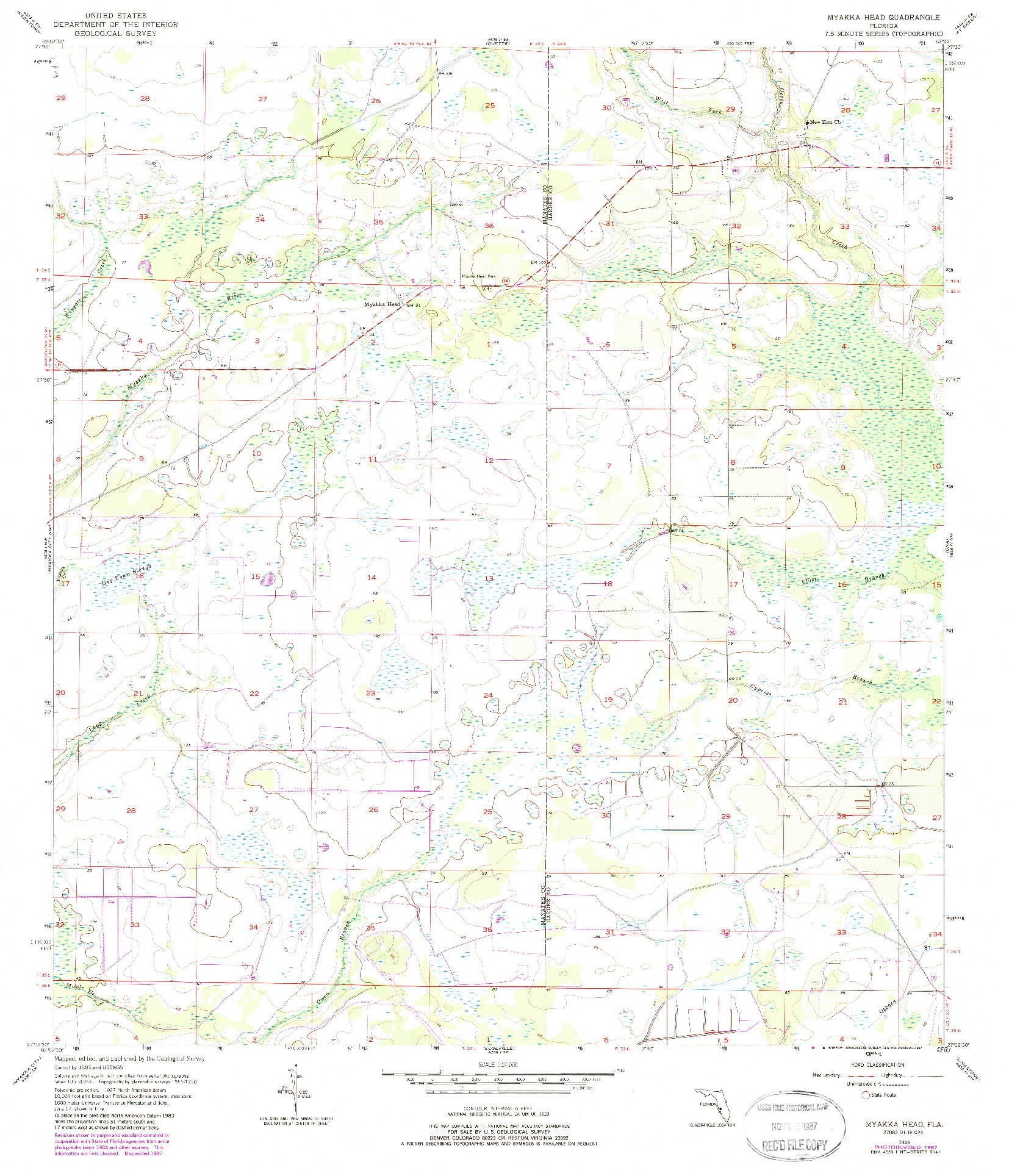 USGS 1:24000-SCALE QUADRANGLE FOR MYAKKA HEAD, FL 1956