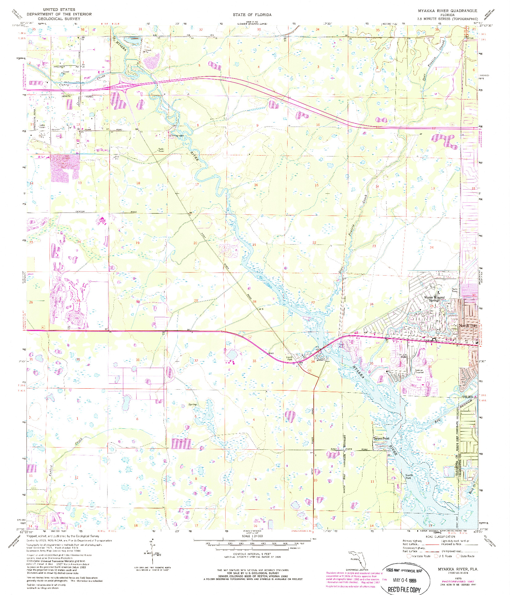 USGS 1:24000-SCALE QUADRANGLE FOR MYAKKA RIVER, FL 1973