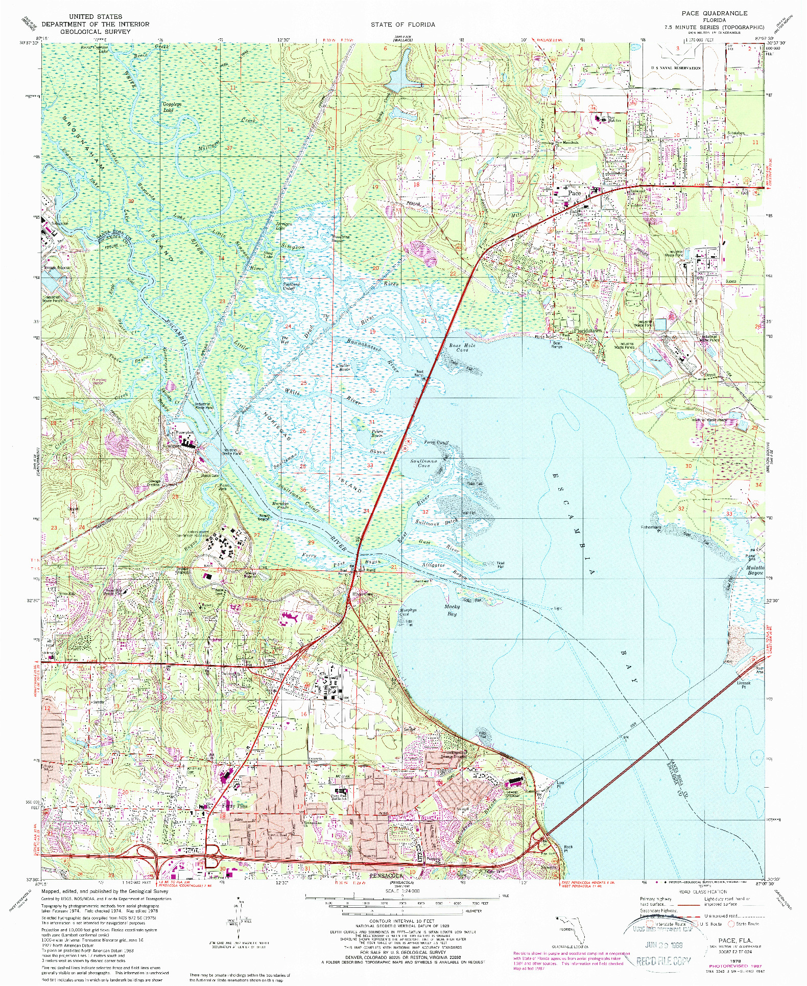 USGS 1:24000-SCALE QUADRANGLE FOR PACE, FL 1978