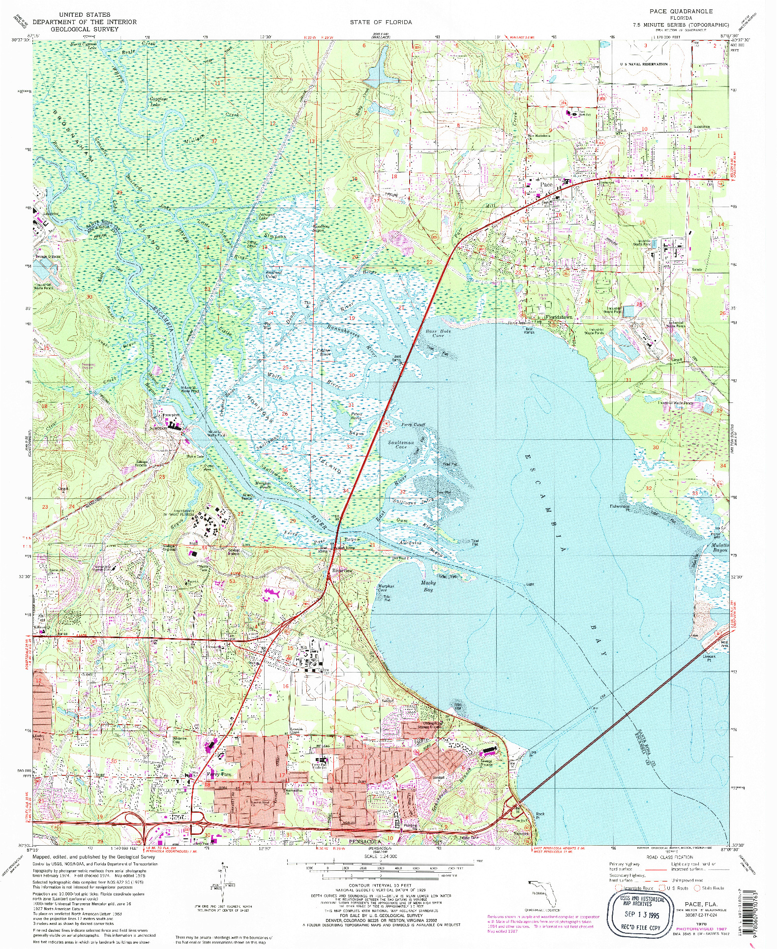 USGS 1:24000-SCALE QUADRANGLE FOR PACE, FL 1978