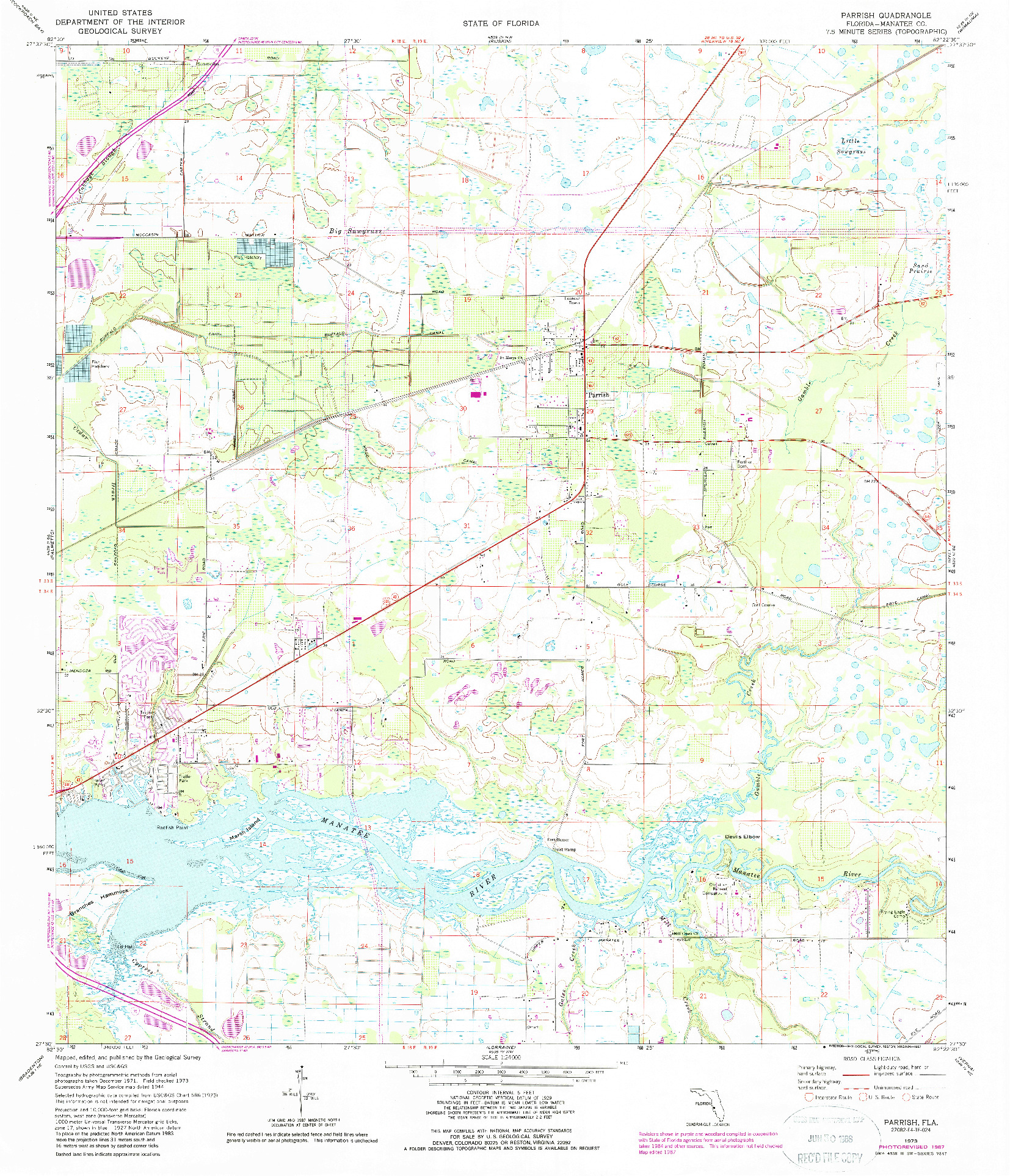 USGS 1:24000-SCALE QUADRANGLE FOR PARRISH, FL 1973