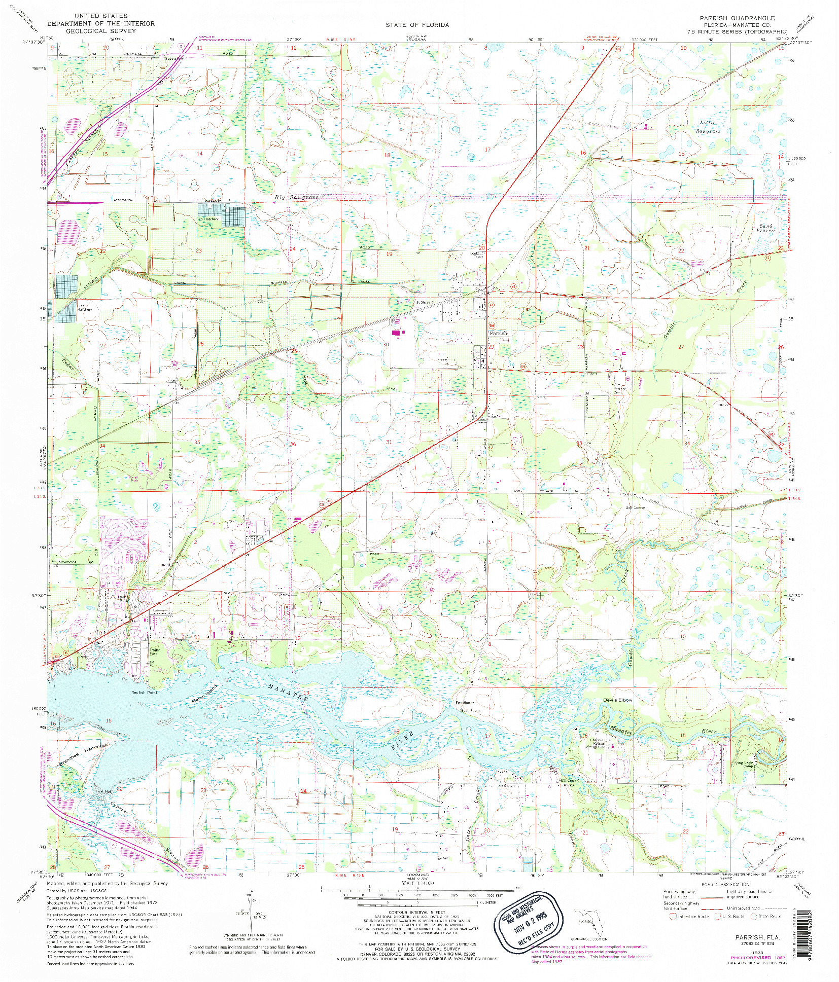 USGS 1:24000-SCALE QUADRANGLE FOR PARRISH, FL 1973