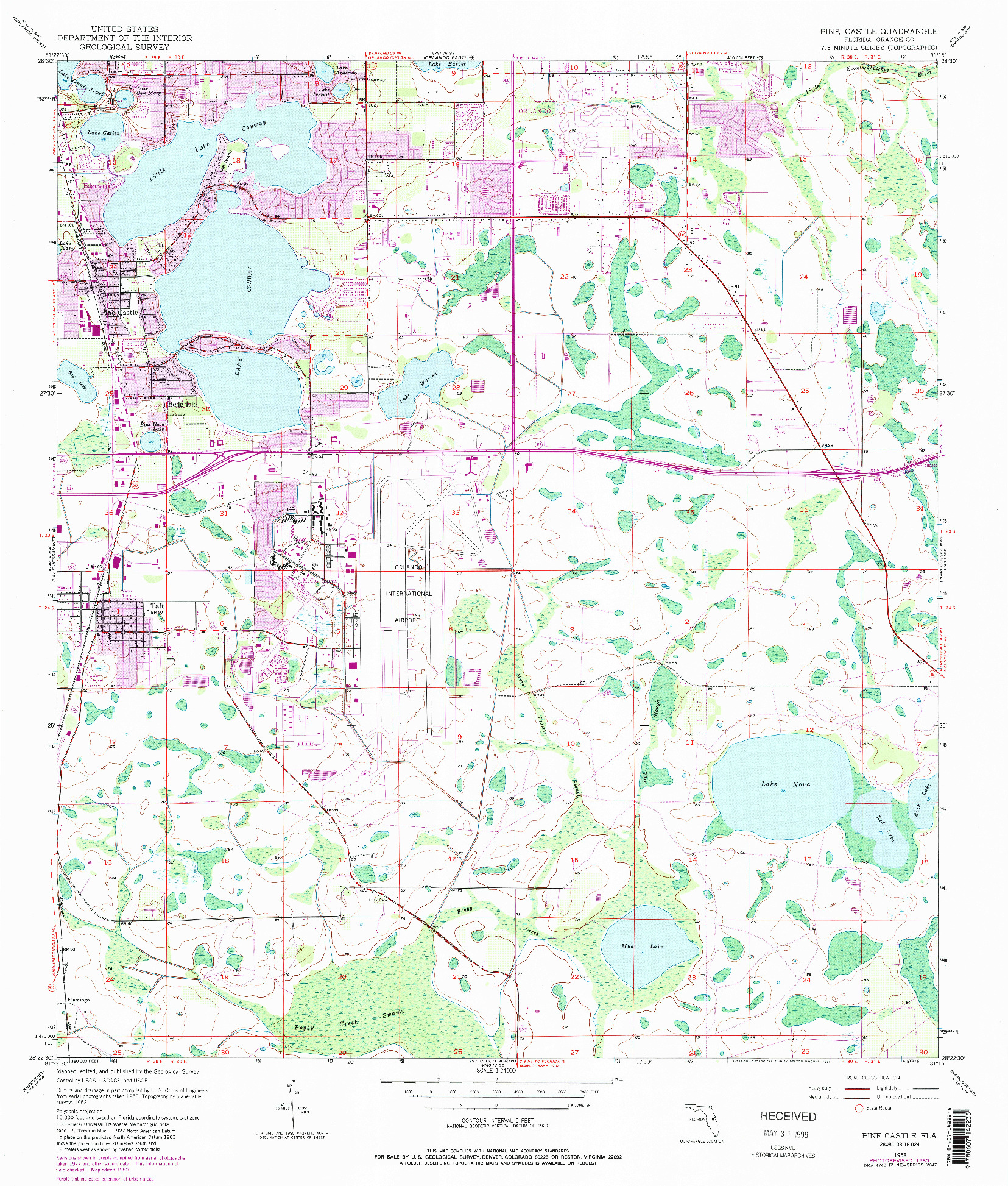 USGS 1:24000-SCALE QUADRANGLE FOR PINE CASTLE, FL 1953