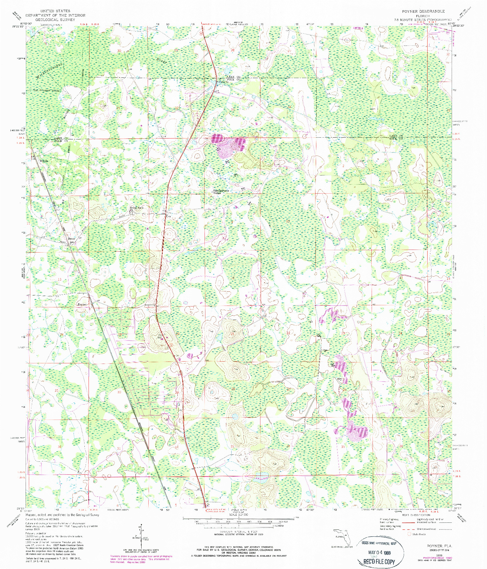 USGS 1:24000-SCALE QUADRANGLE FOR POYNER, FL 1959