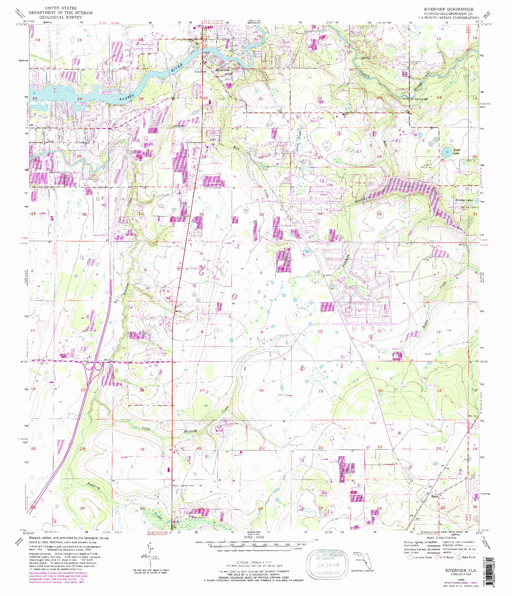 USGS 1:24000-SCALE QUADRANGLE FOR RIVERVIEW, FL 1956