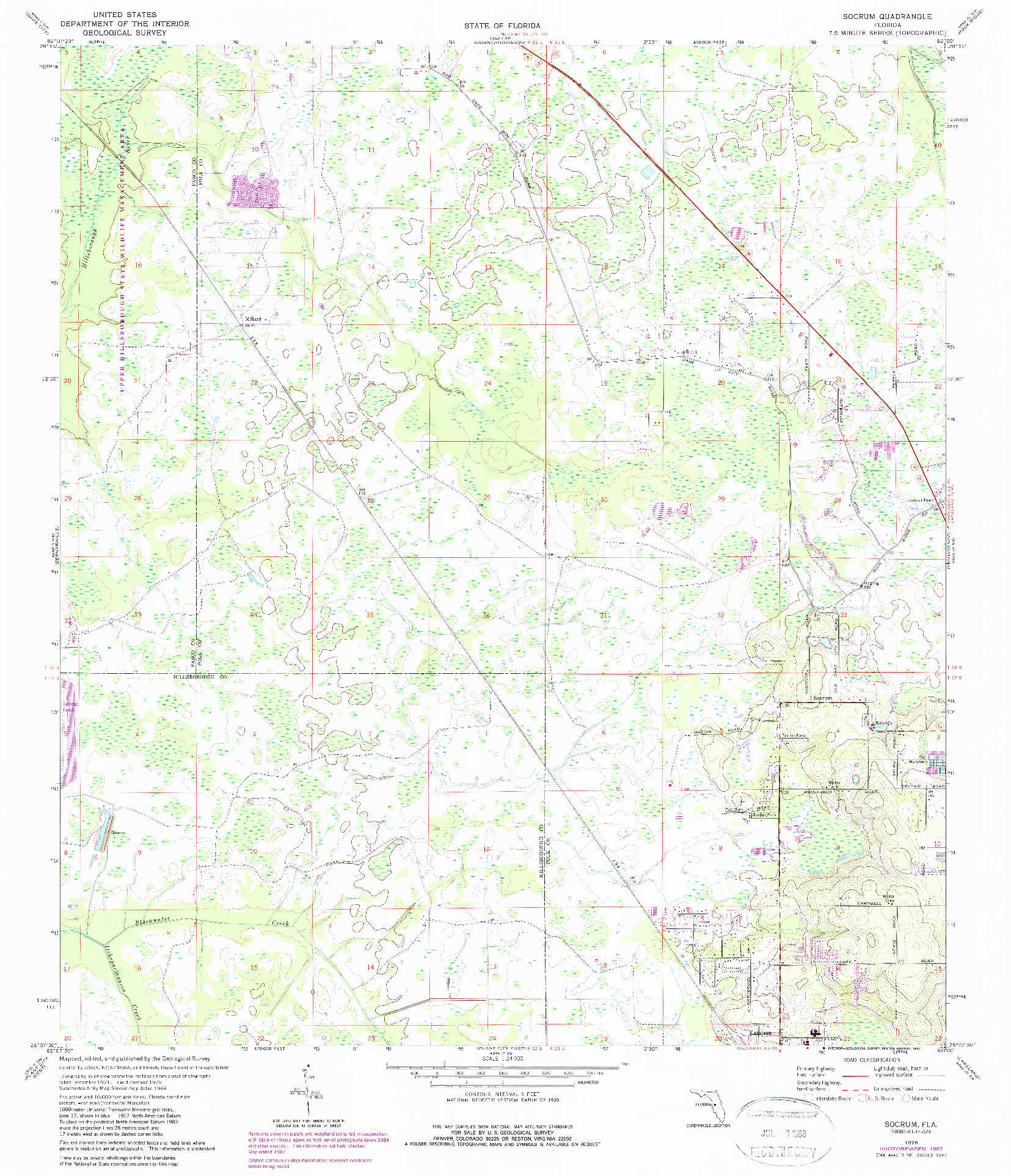 USGS 1:24000-SCALE QUADRANGLE FOR SOCRUM, FL 1975